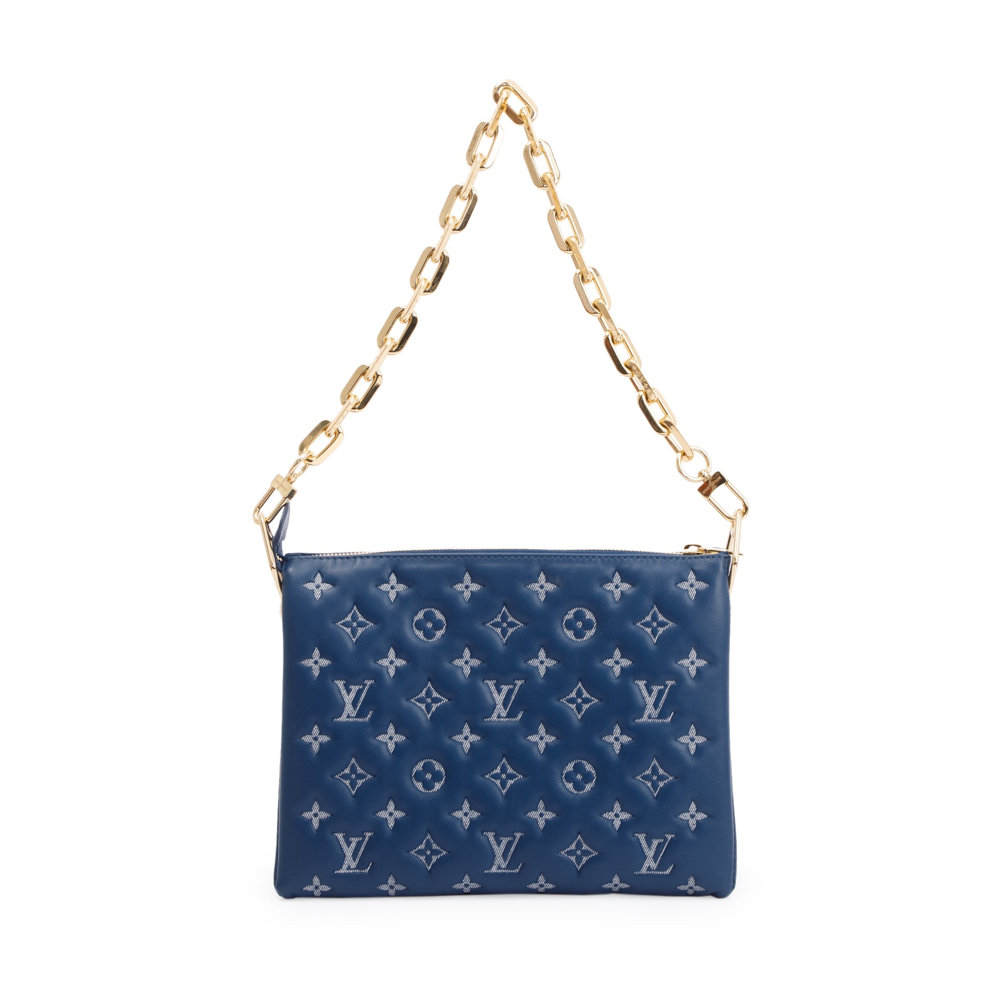 Louis Vuitton 2022 Blue Monogram Embossed Lambskin Leather Coussin PM w/ Box