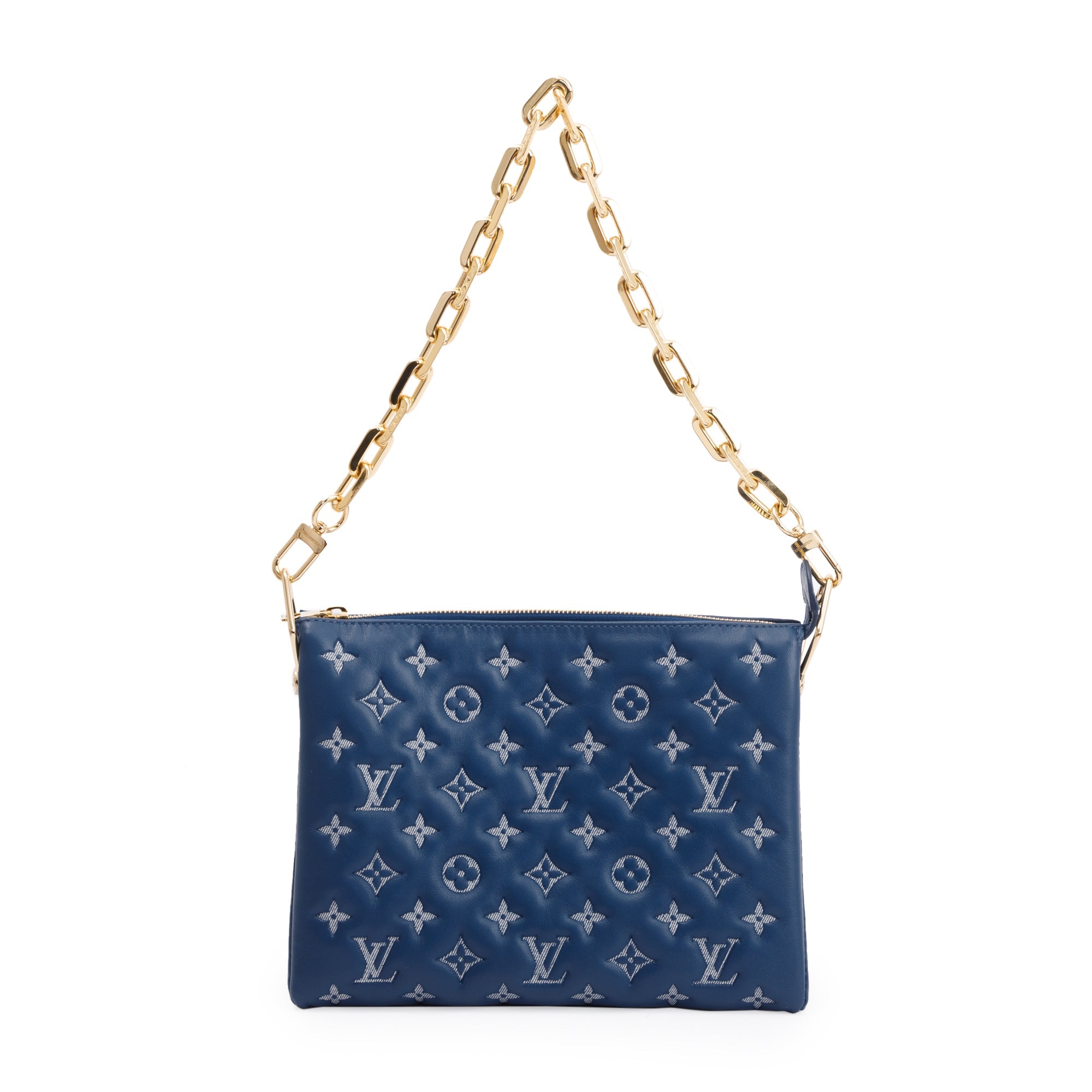 Louis Vuitton 2022 Blue Monogram Embossed Lambskin Leather Coussin PM w/ Box