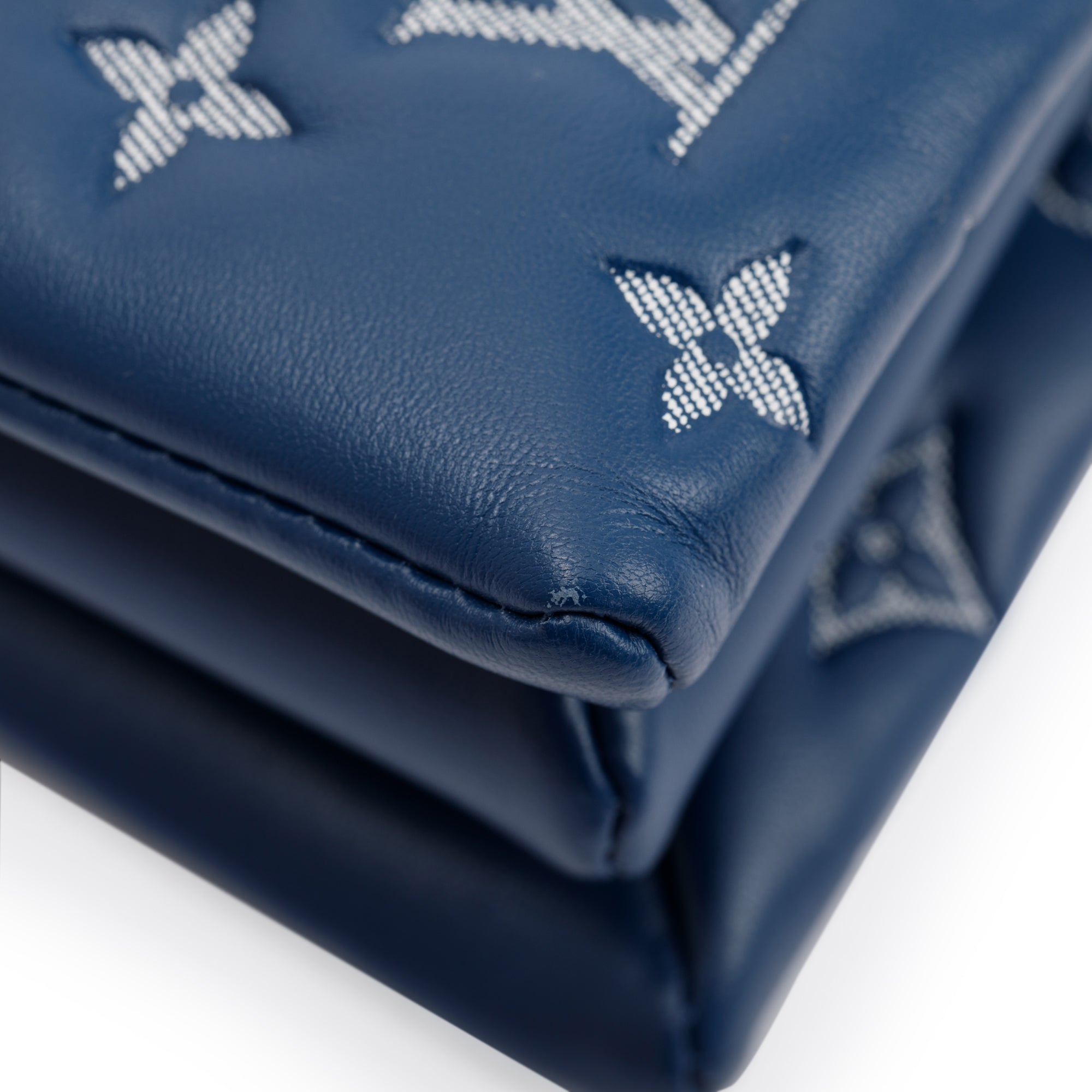 Louis Vuitton 2022 Blue Monogram Embossed Lambskin Leather Coussin PM w/ Box