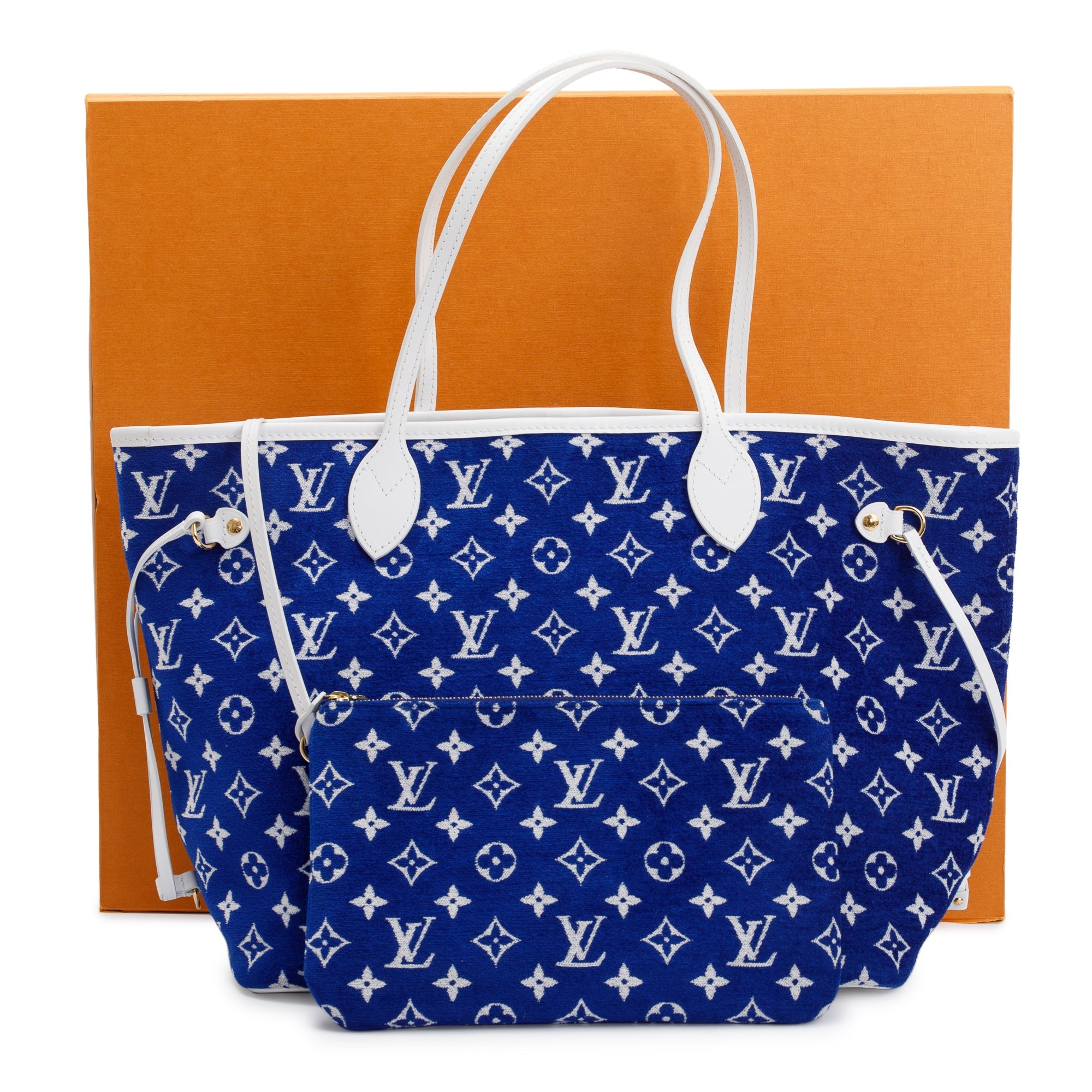Louis Vuitton 2022 Blue Monogram Velvet Neverfull MM w/ Pouch & Box