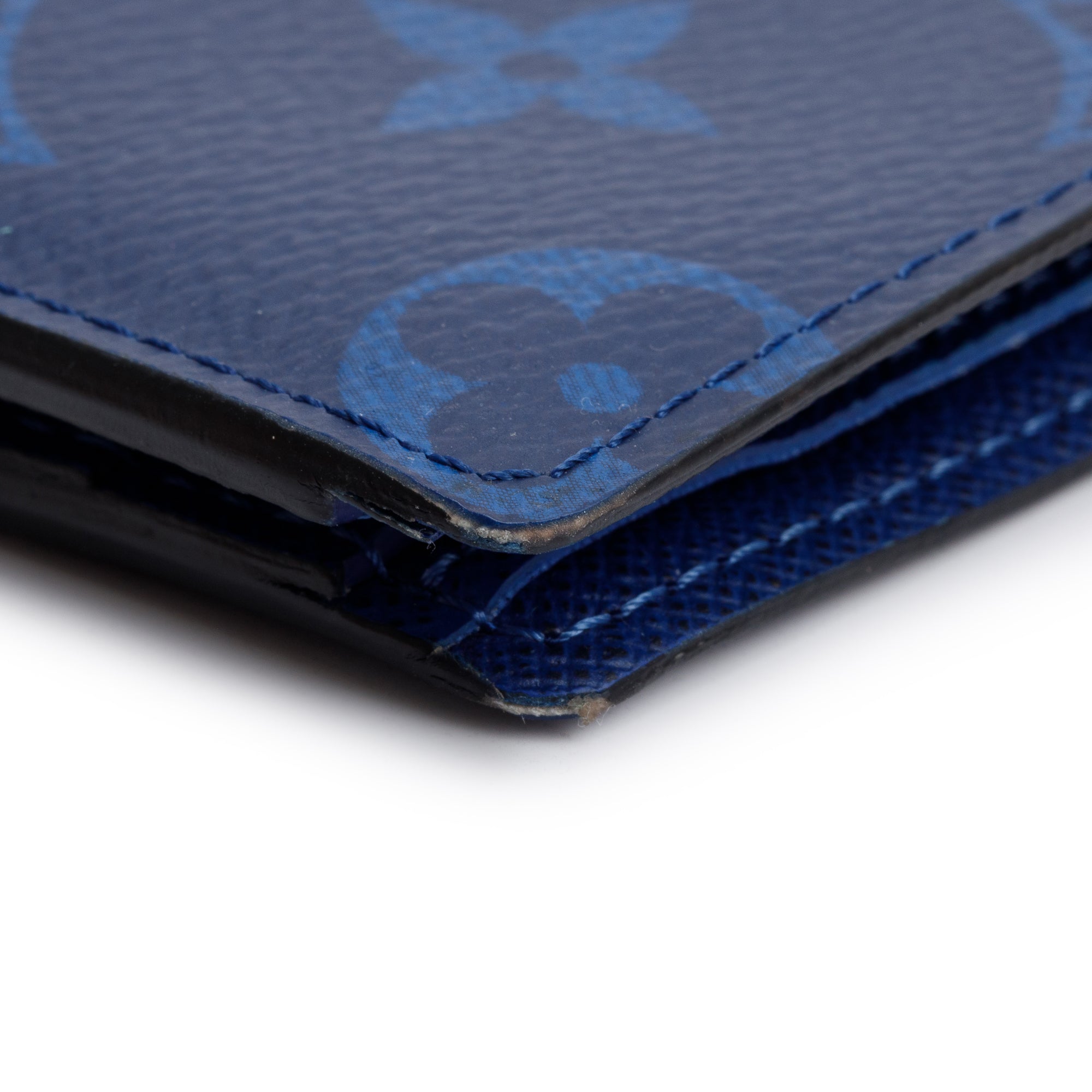 Louis Vuitton 2022 Blue Taiga Leather & Monogram Multiple Wallet w/ Box