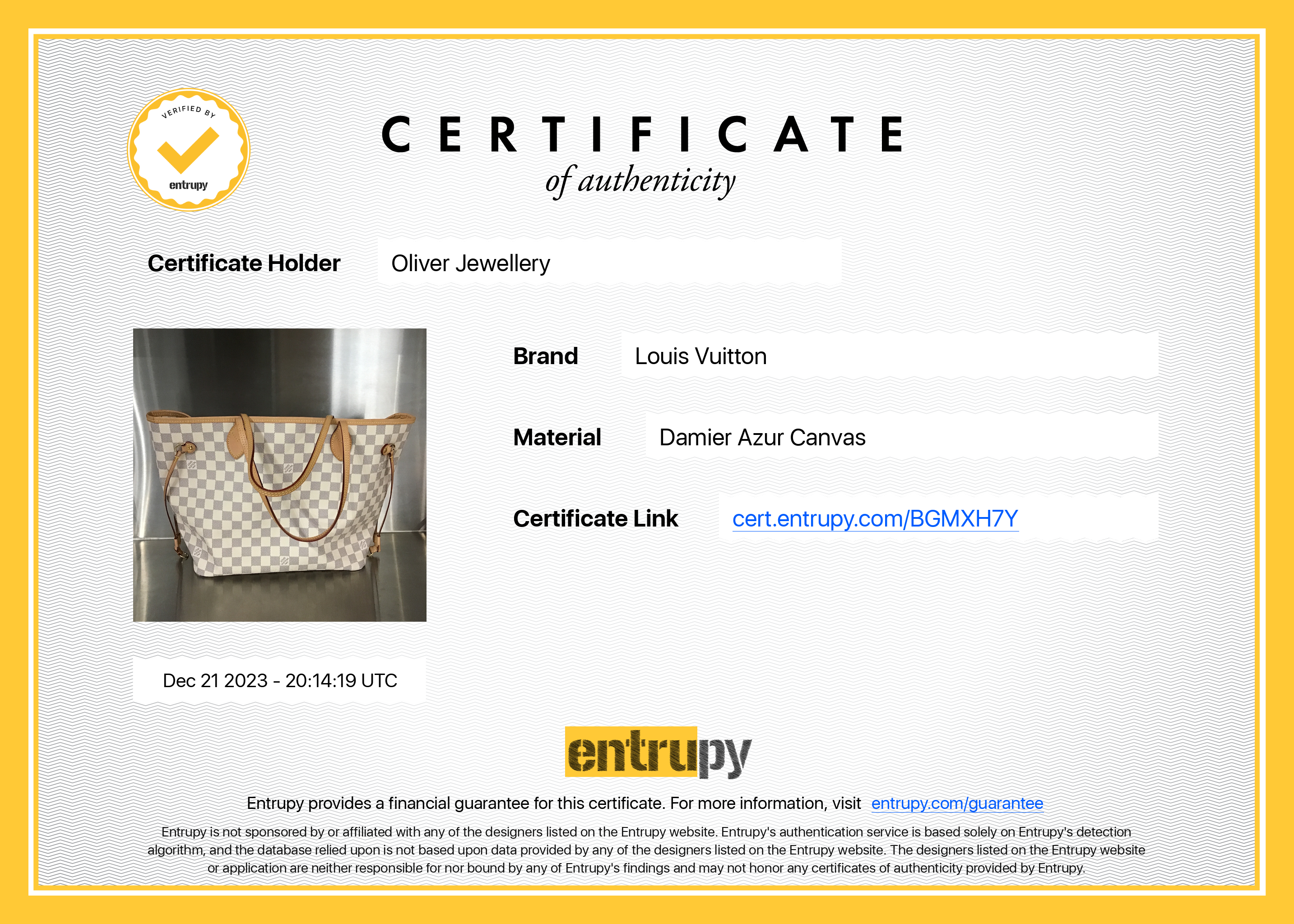 Louis Vuitton 2022 Damier Azur Neverfull MM w/ Pouch & Receipt