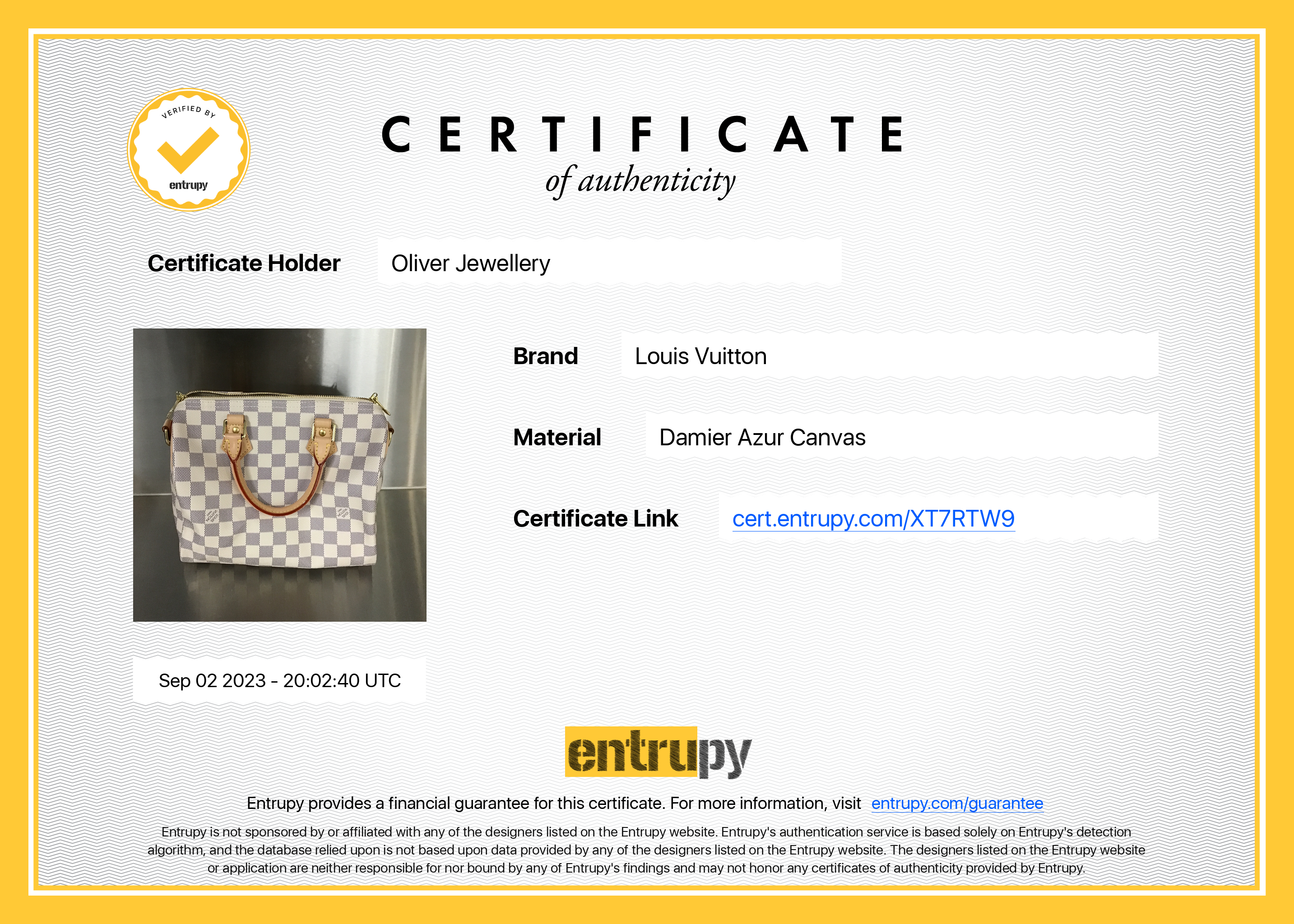 Louis Vuitton 2022 Damier Azur Speedy Bandouliere 25 w/ Box, Receipt & Strap