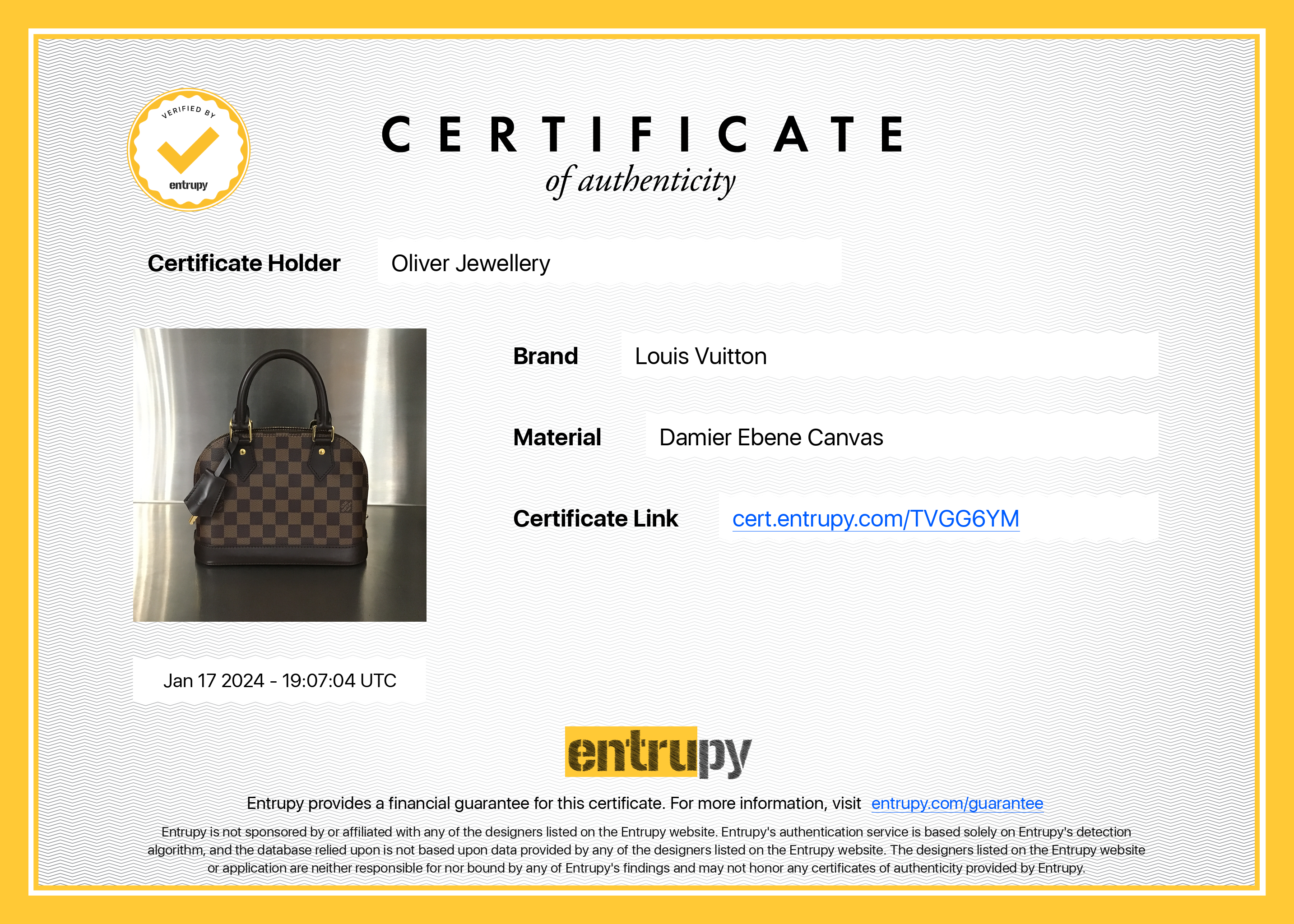 Louis Vuitton 2022 Damier Ebene Alma BB w/ Box & Strap