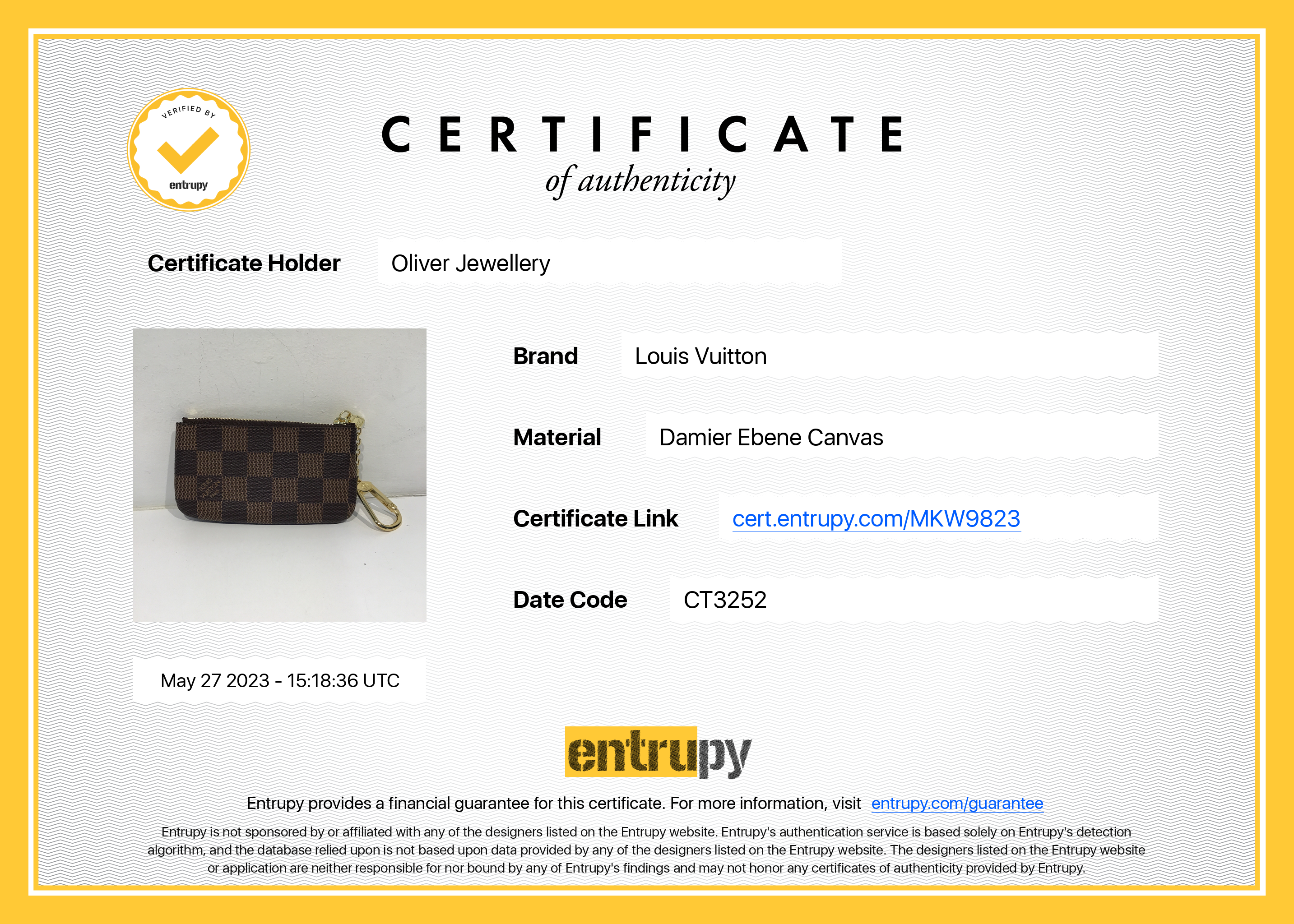Louis Vuitton 2022 Damier Ebene Key Pouch w/ Box