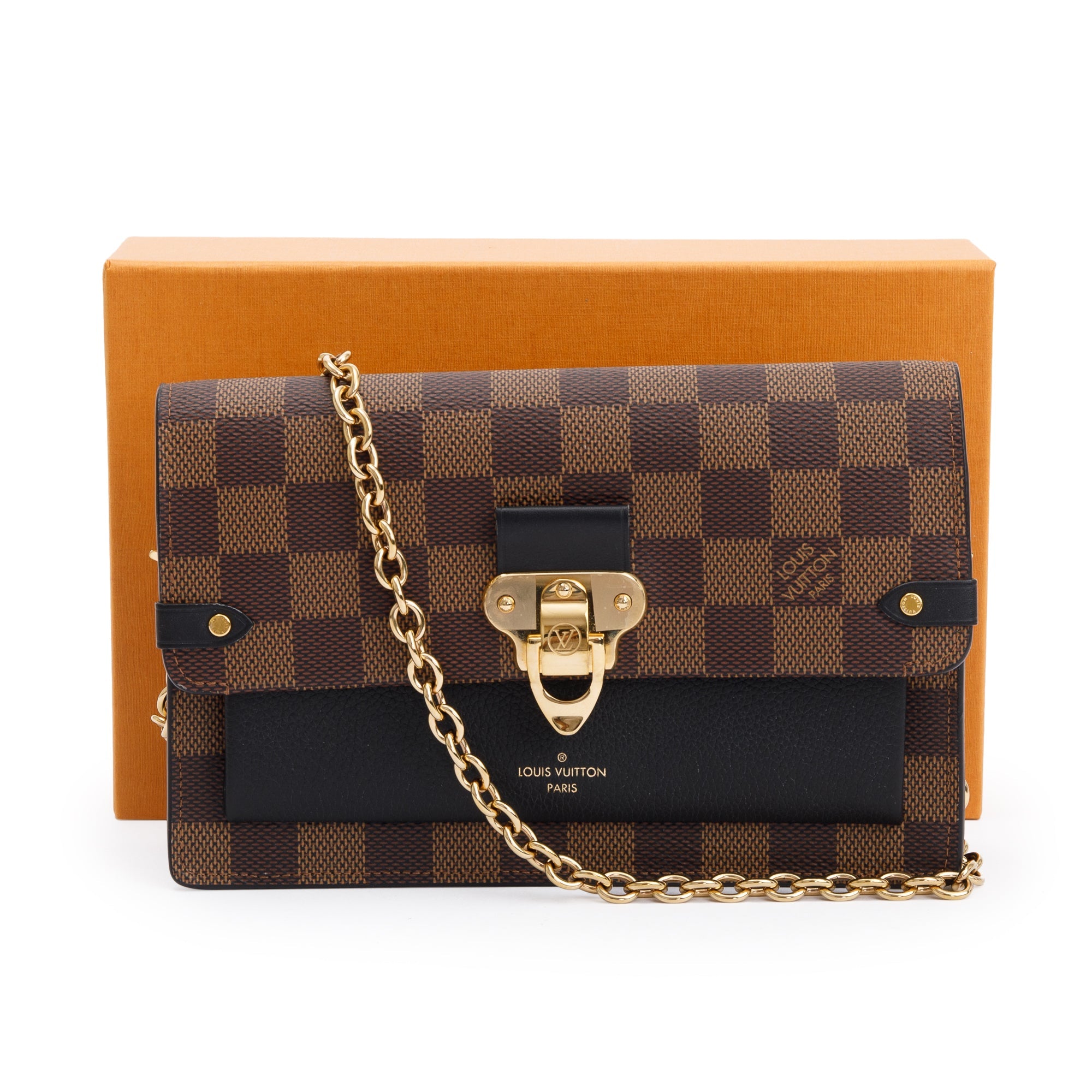 Louis Vuitton 2022 Damier Ebene Vavin Chain Wallet w/ Box