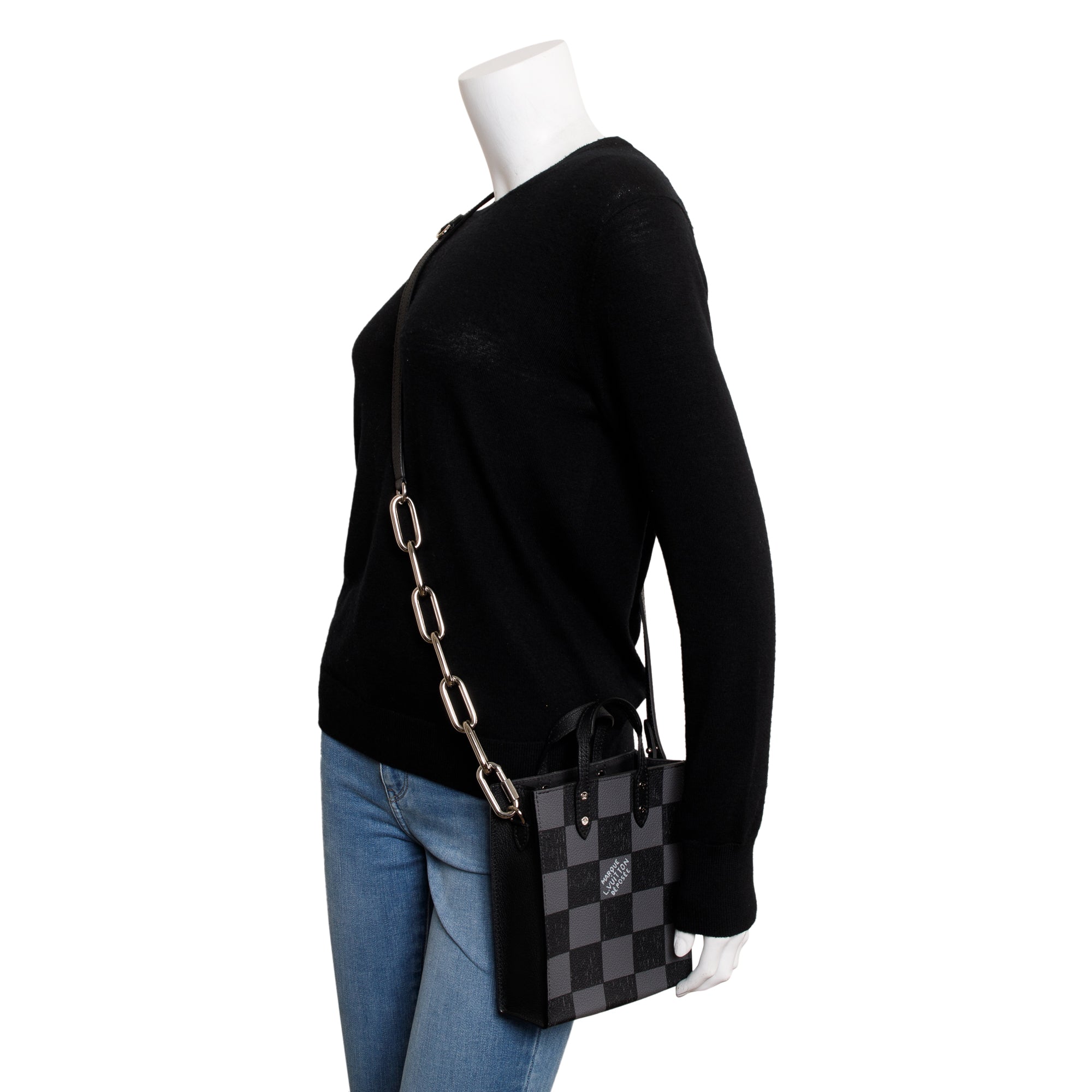 Louis Vuitton 2022 Damier Graphite Sac Plat XS w/ Strap & Box