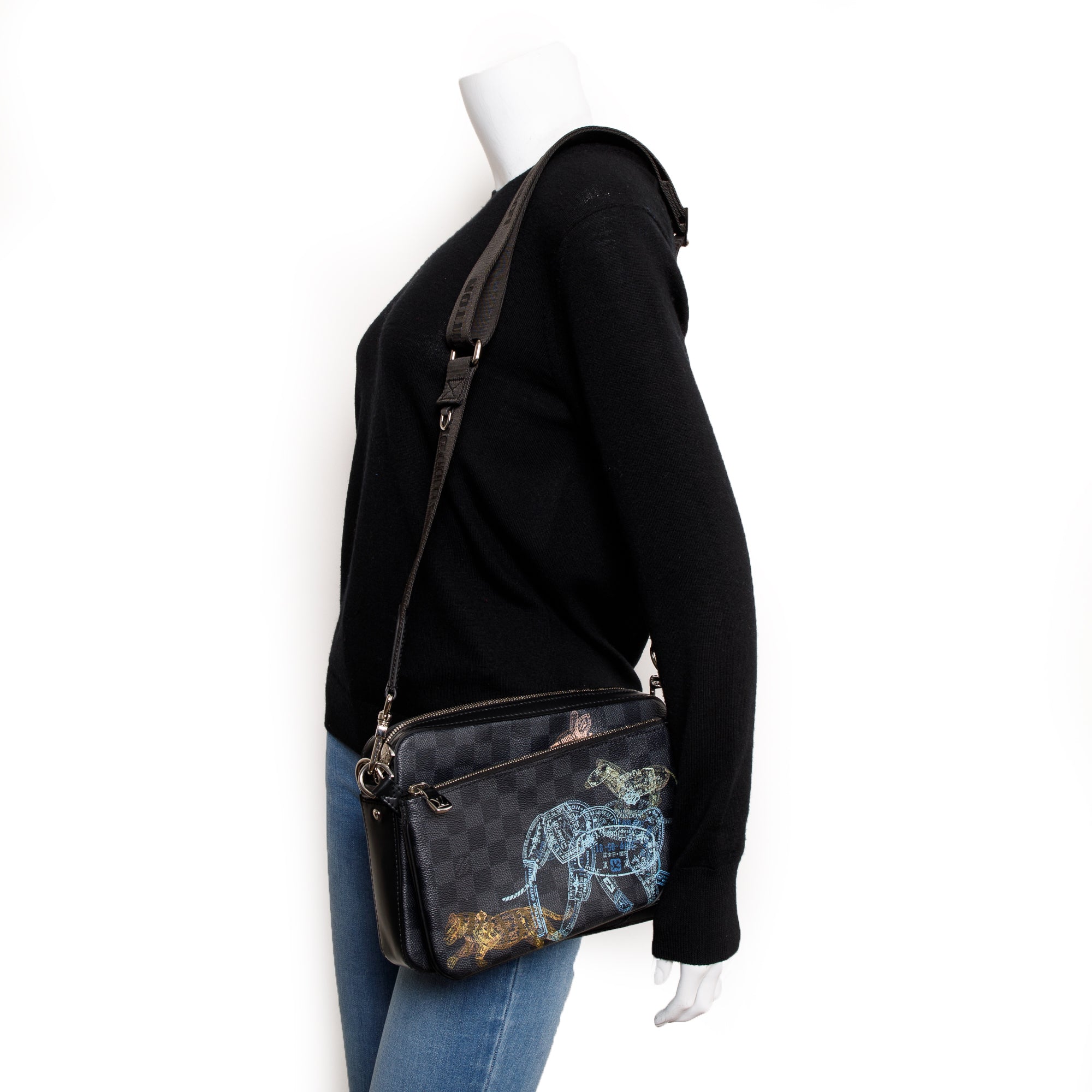 Louis Vuitton 2022 Damier Graphite Wild Animals Trio Messenger Bag