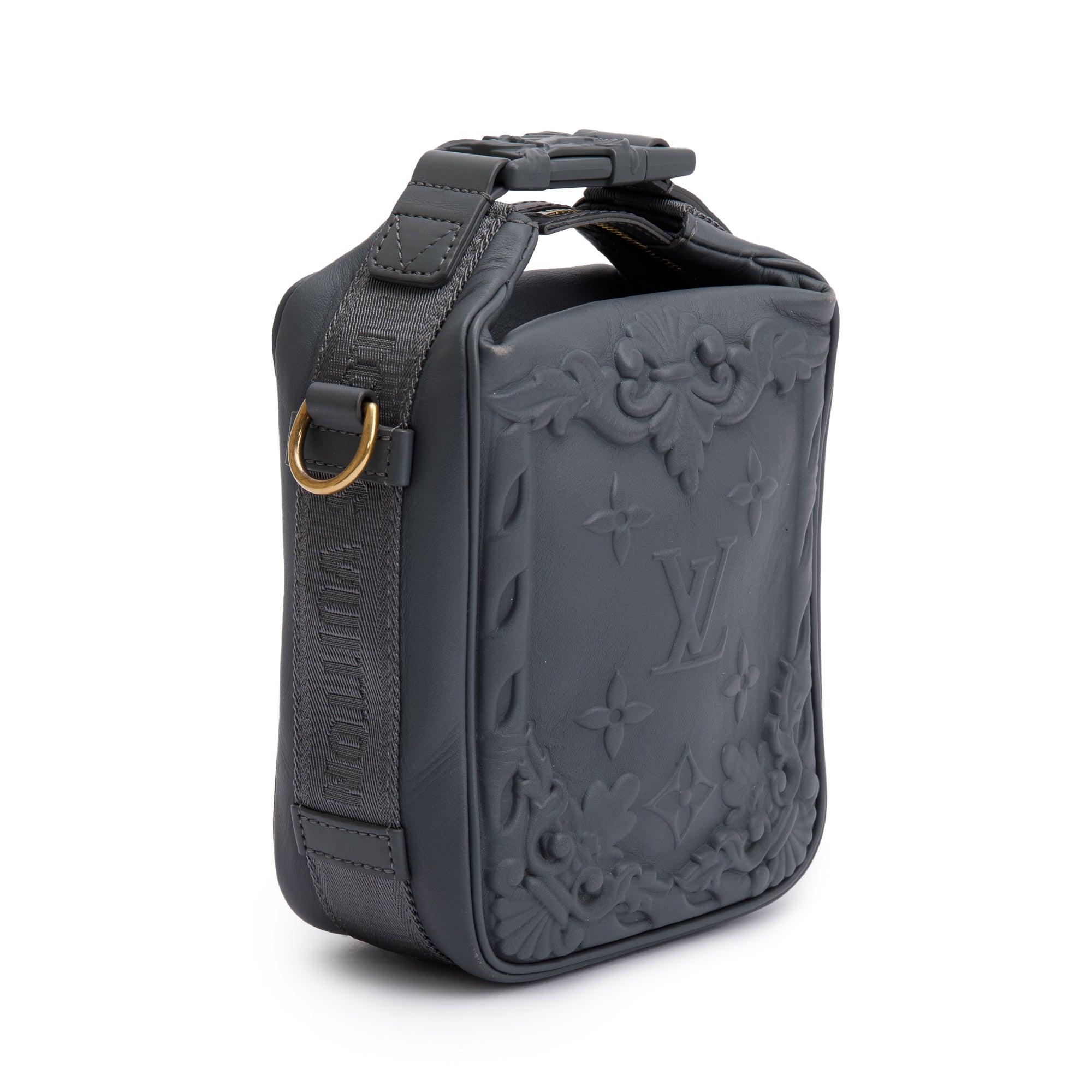 Louis Vuitton 2022 Dark Shadow Grey Embossed Calf Leather Cruiser Messenger Bag