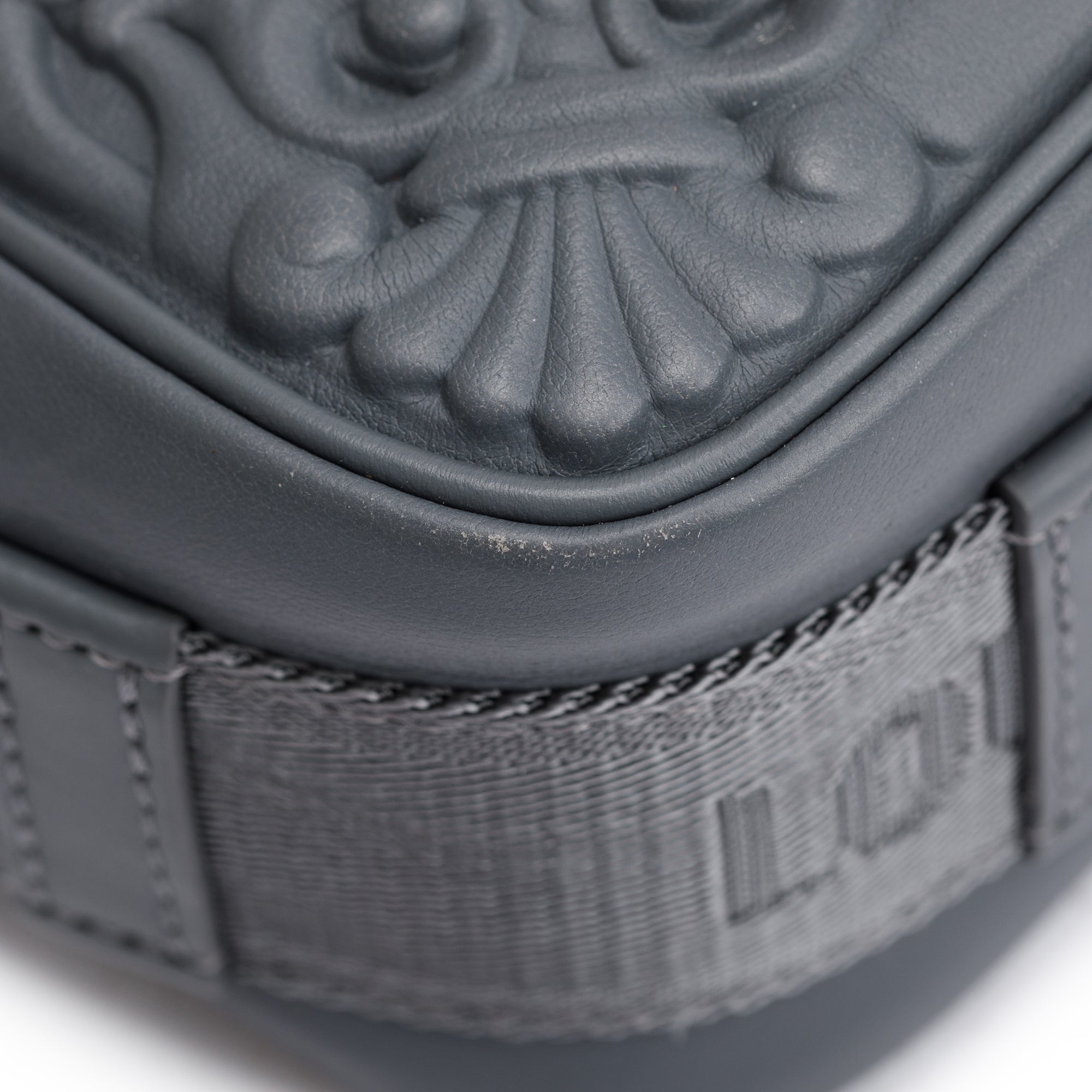 Louis Vuitton 2022 Dark Shadow Grey Embossed Calf Leather Cruiser Messenger Bag