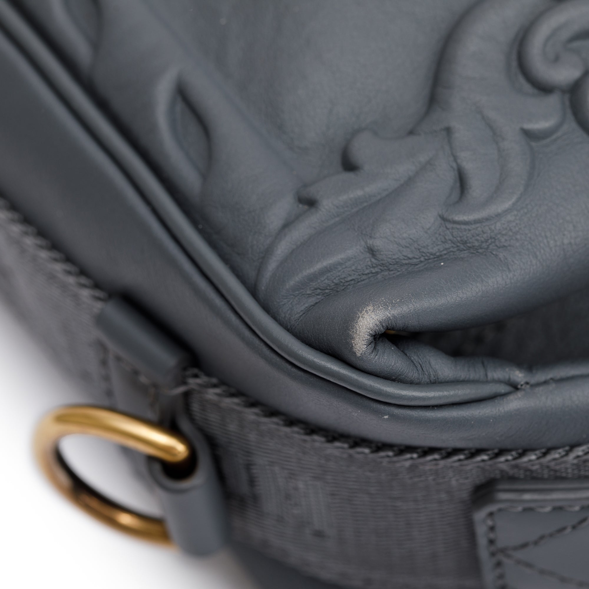 Louis Vuitton 2022 Dark Shadow Grey Embossed Calf Leather Cruiser Messenger Bag