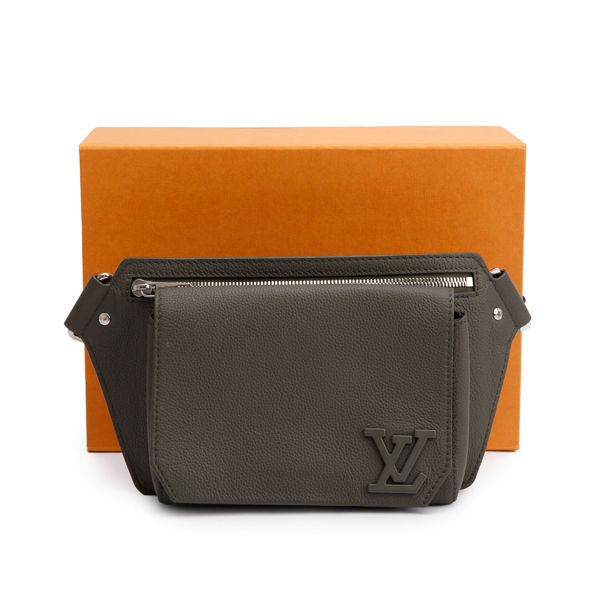 Louis Vuitton 2022 Green Grained Calfskin Aerogram Takeoff Sling Bag w/ Box