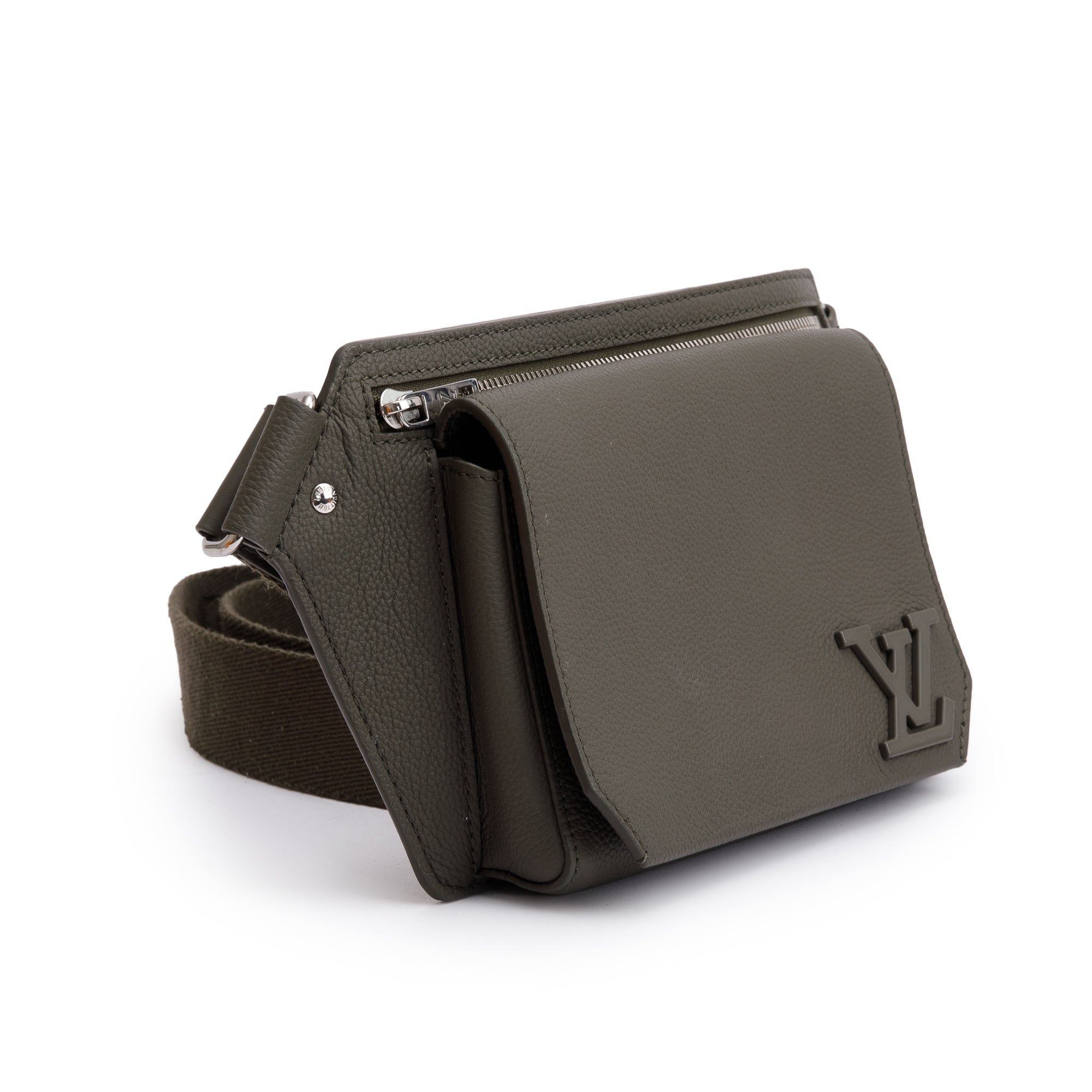 Louis Vuitton 2022 Green Grained Calfskin Aerogram Takeoff Sling Bag w/ Box