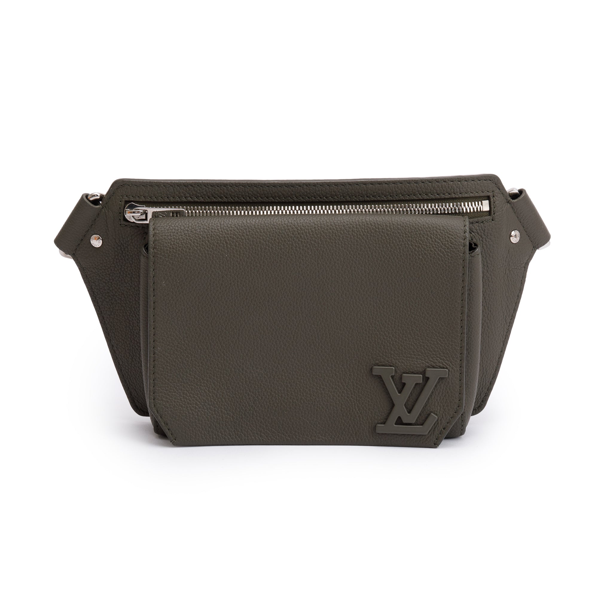 Louis Vuitton 2022 Green Grained Calfskin Aerogram Takeoff Sling Bag w/ Box