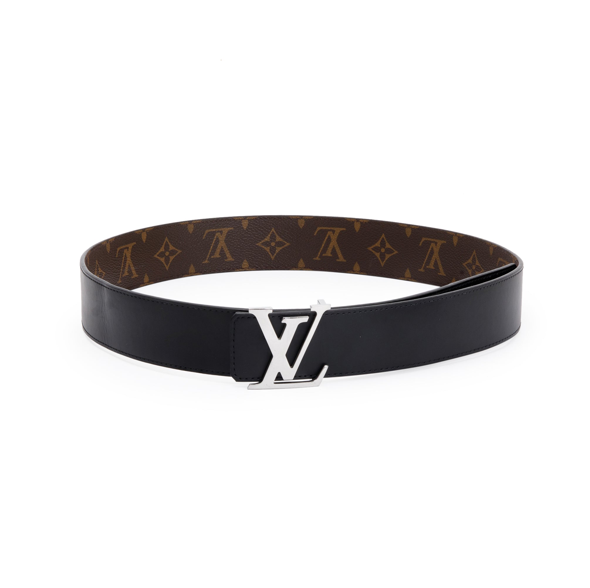 Louis Vuitton 2022 Monogram Canvas & Black Leather LV Initiales 40MM Reversible Belt 90 36