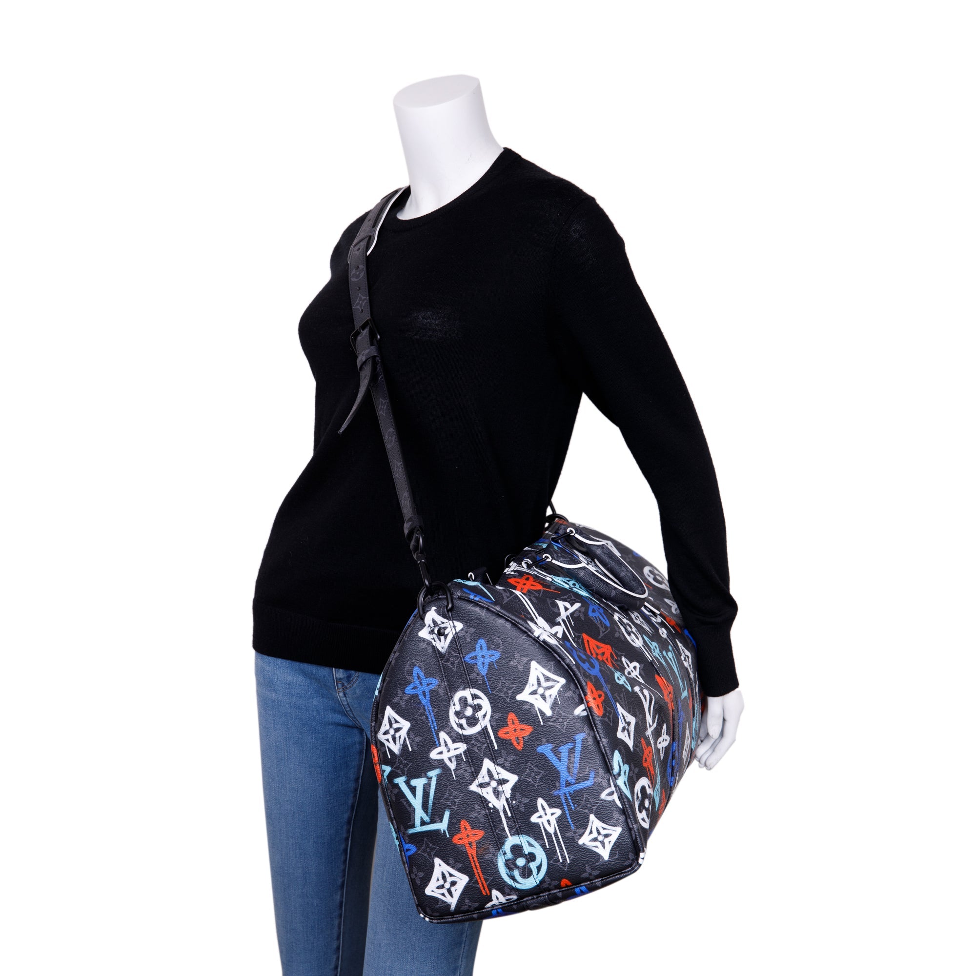 Louis Vuitton 2022 Monogram Eclipse Graffiti Keepall Bandouliere 50