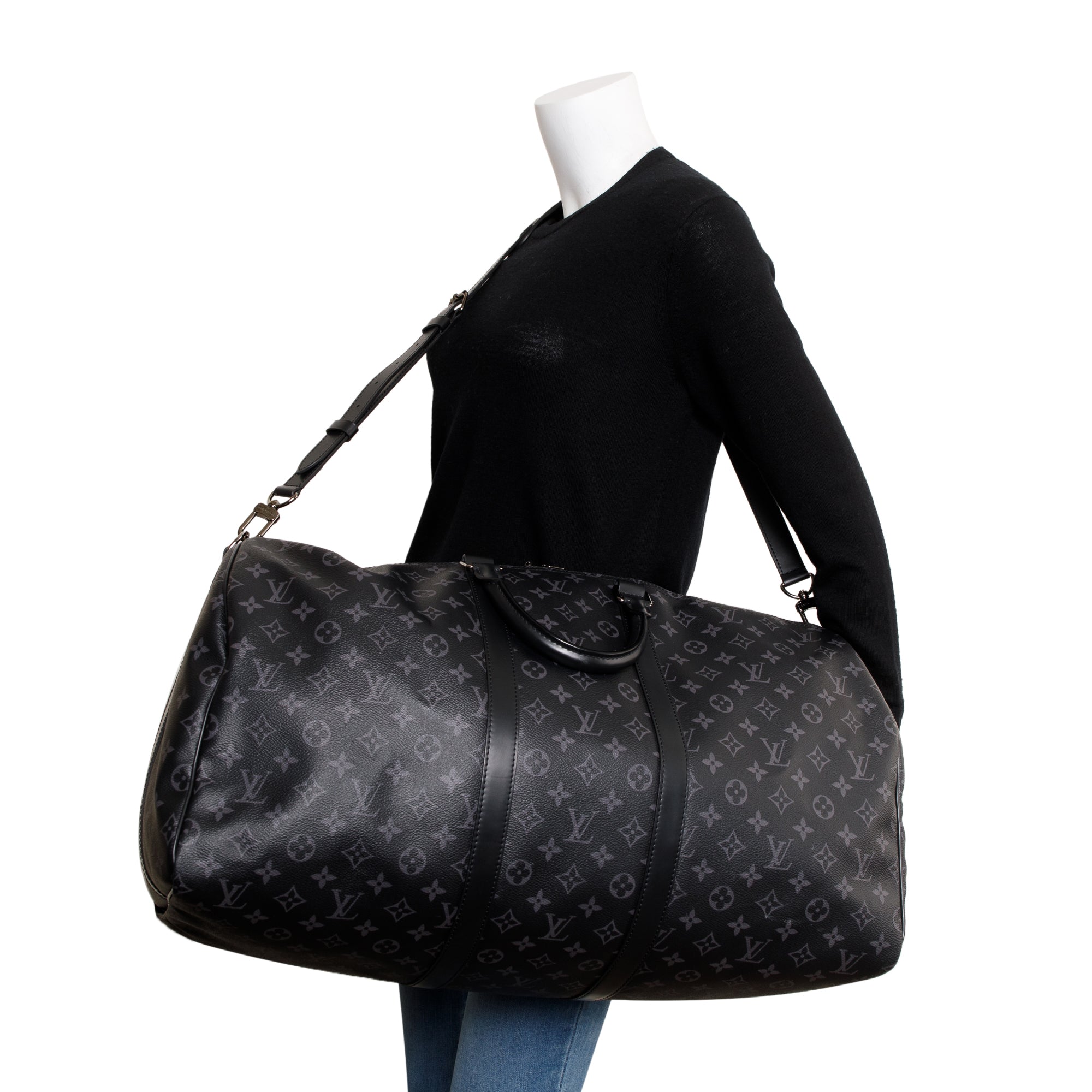 Louis Vuitton 2022 Monogram Eclipse Keepall Bandouliere 55 w/ Strap