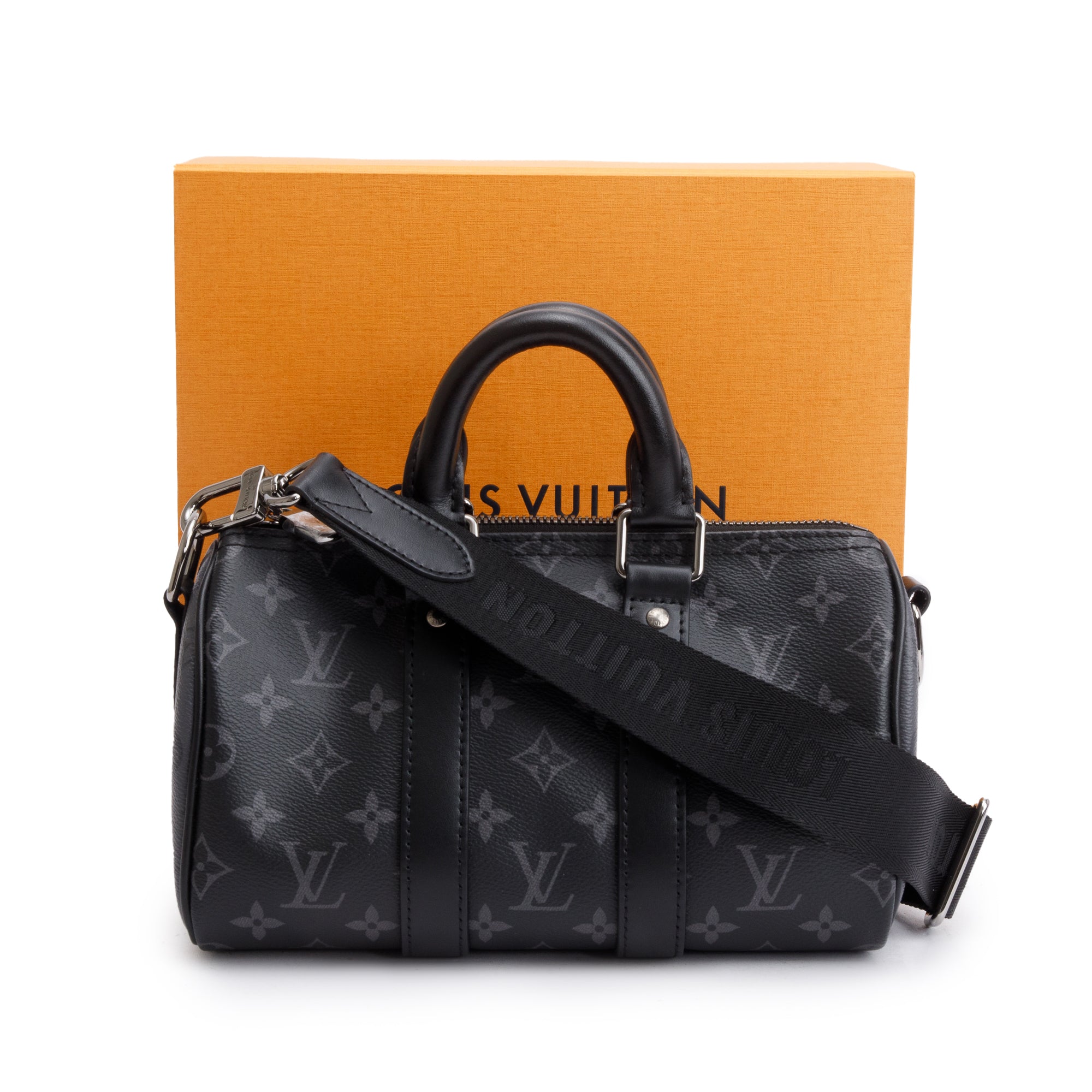 Louis Vuitton 2022 Monogram Eclipse Keepall XS Bag w/ Box & Strap