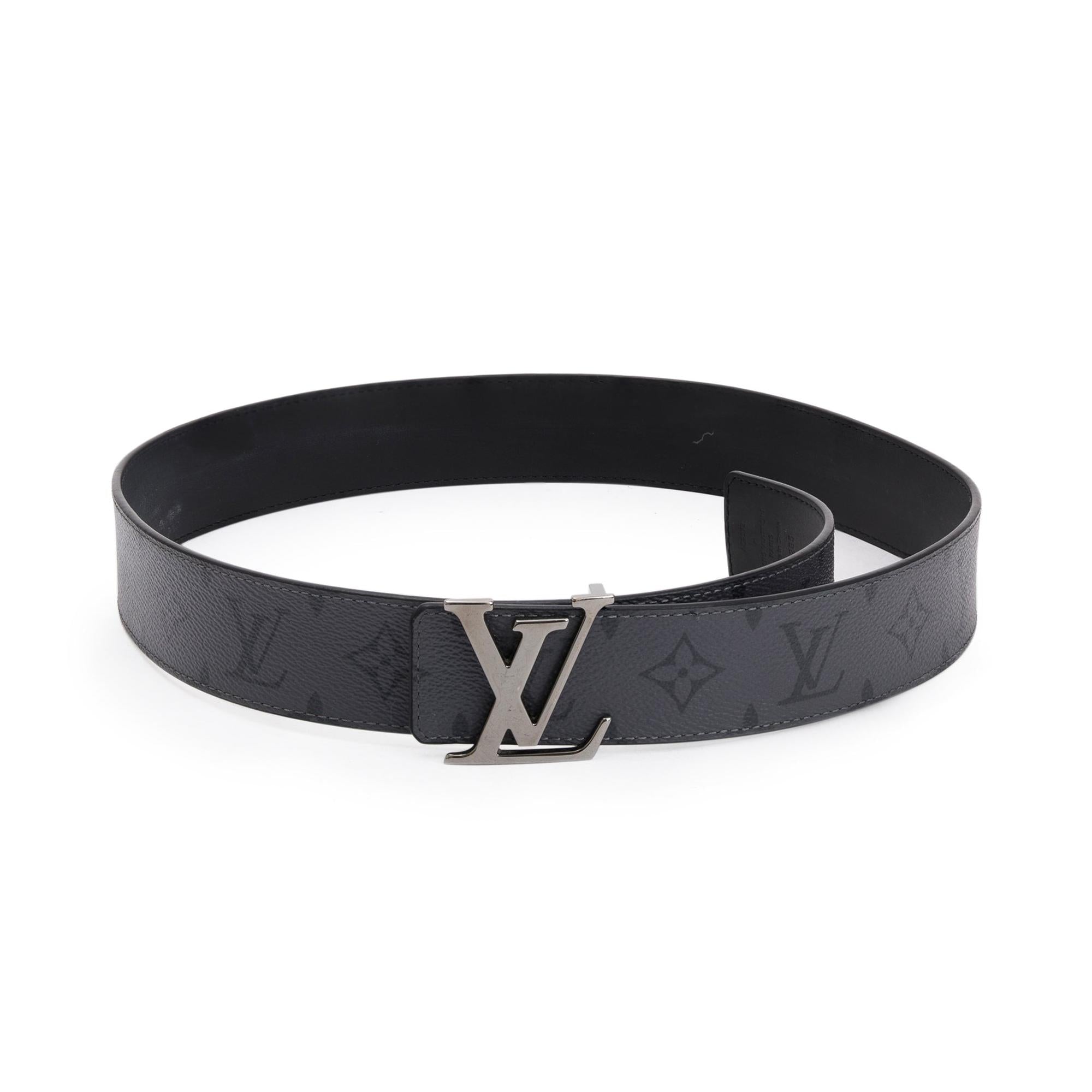 Louis Vuitton 2022 Monogram Eclipse Reverse Canvas & Black Leather LV Initials 40 MM Reversible Belt 85 34