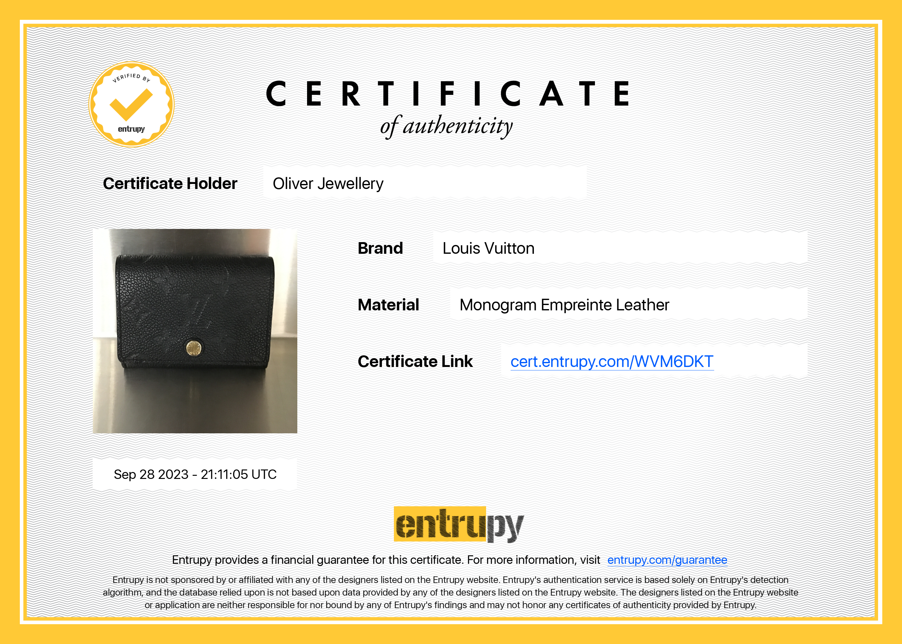 Louis Vuitton 2022 Monogram Empreinte Business Card Holder w/ Box