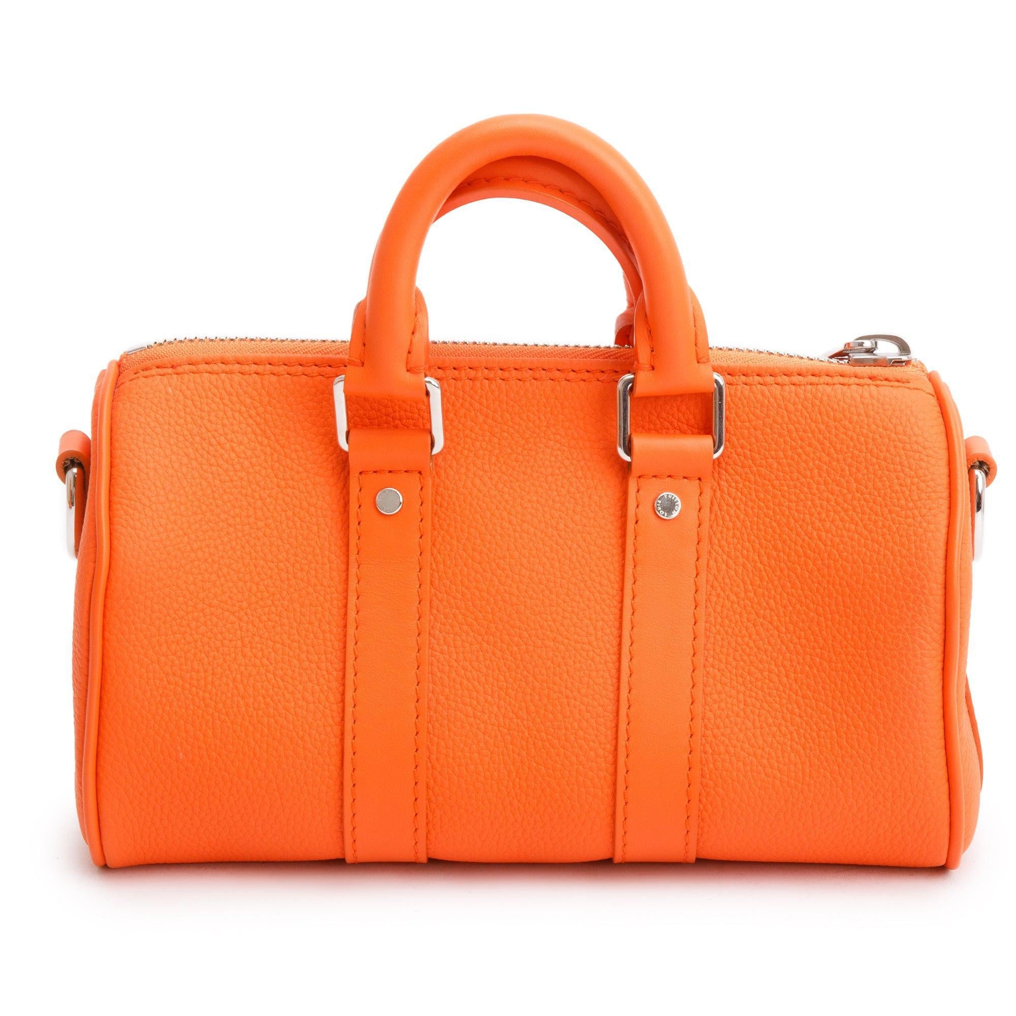 Louis Vuitton 2022 Orange Leather XS Aerogram Keepall Bag w/ Box & Strap