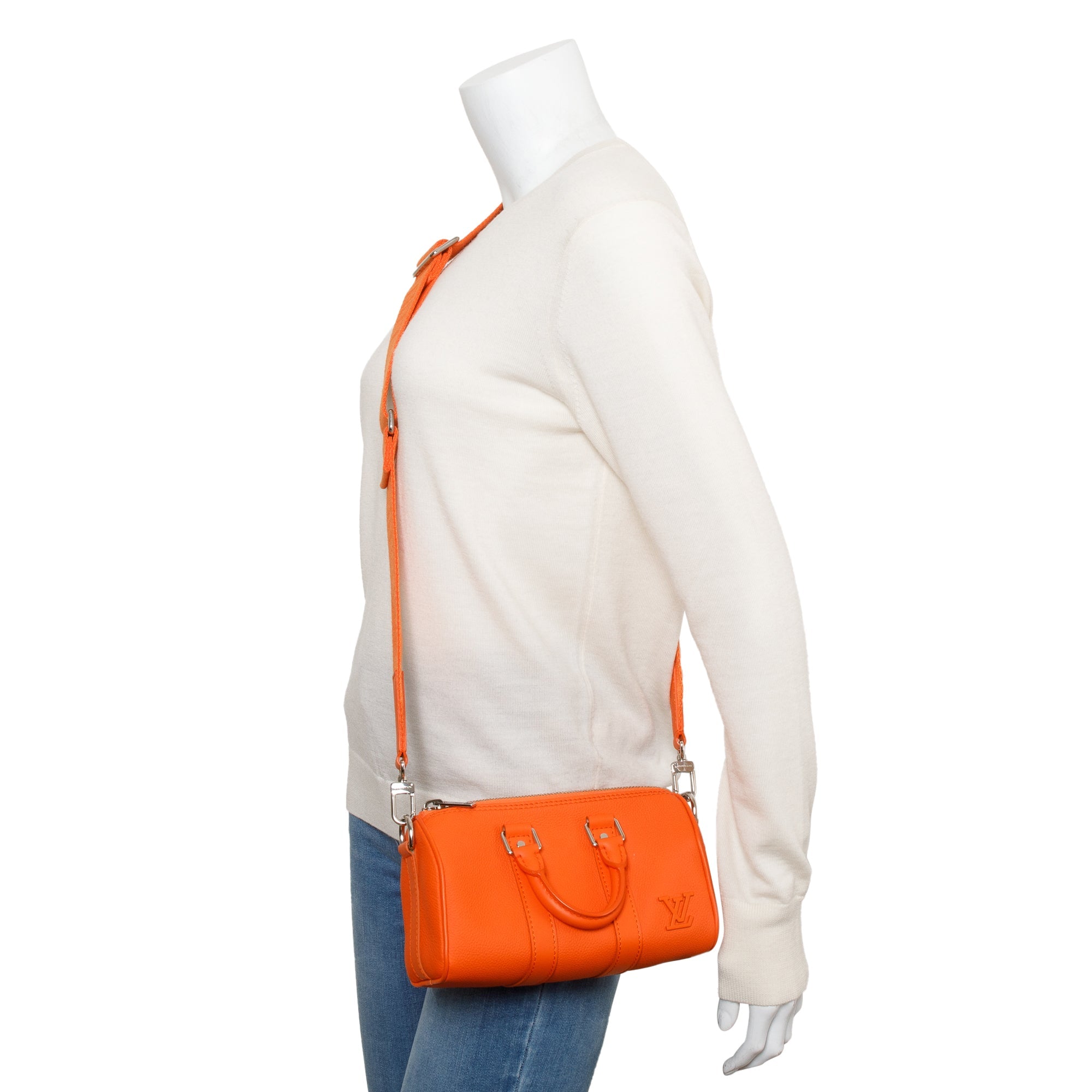 Louis Vuitton 2022 Orange Leather XS Aerogram Keepall Bag w/ Box & Strap