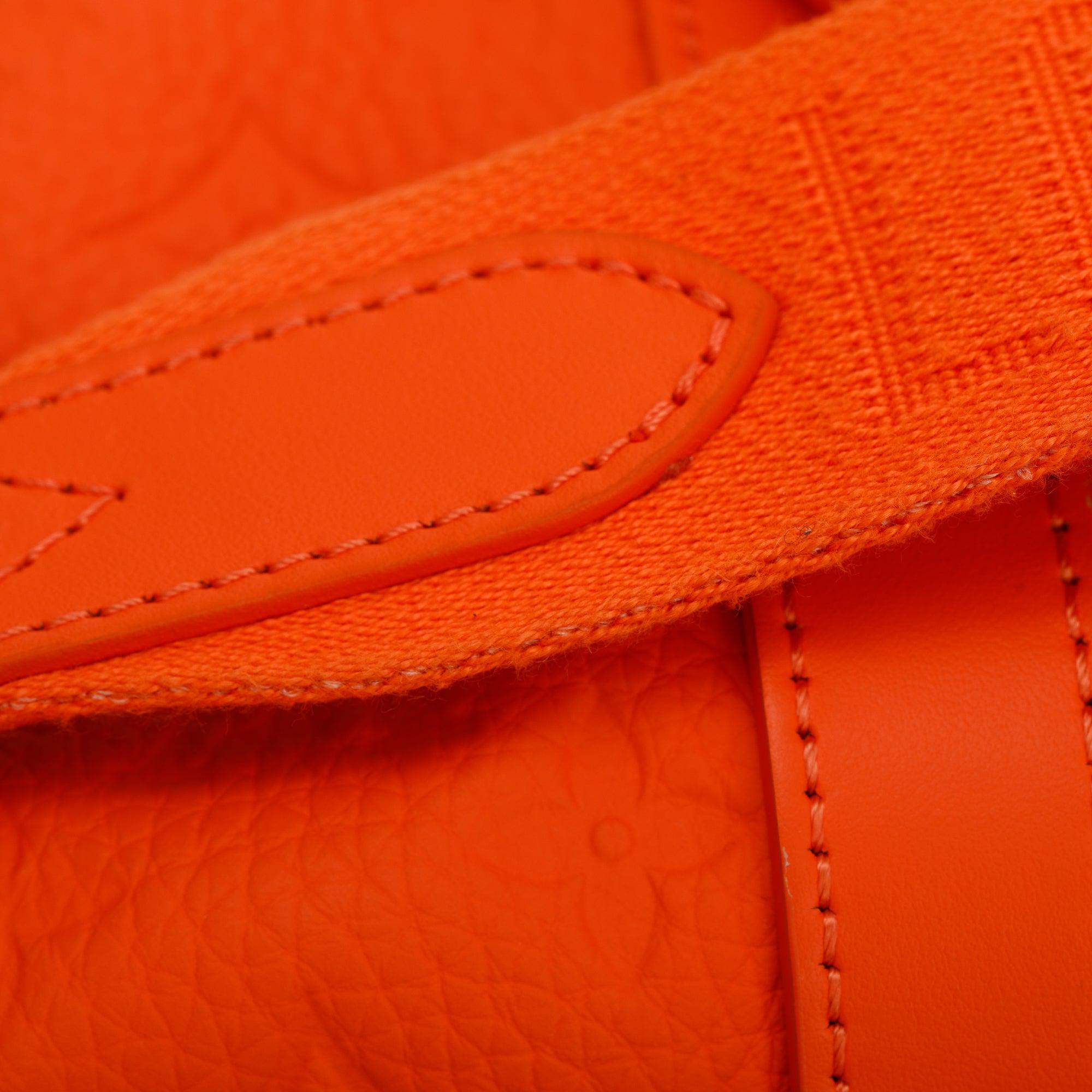 Louis Vuitton 2022 Orange Monogram Taurillion Leather Keepall Bandouliere 25 w/ Strap