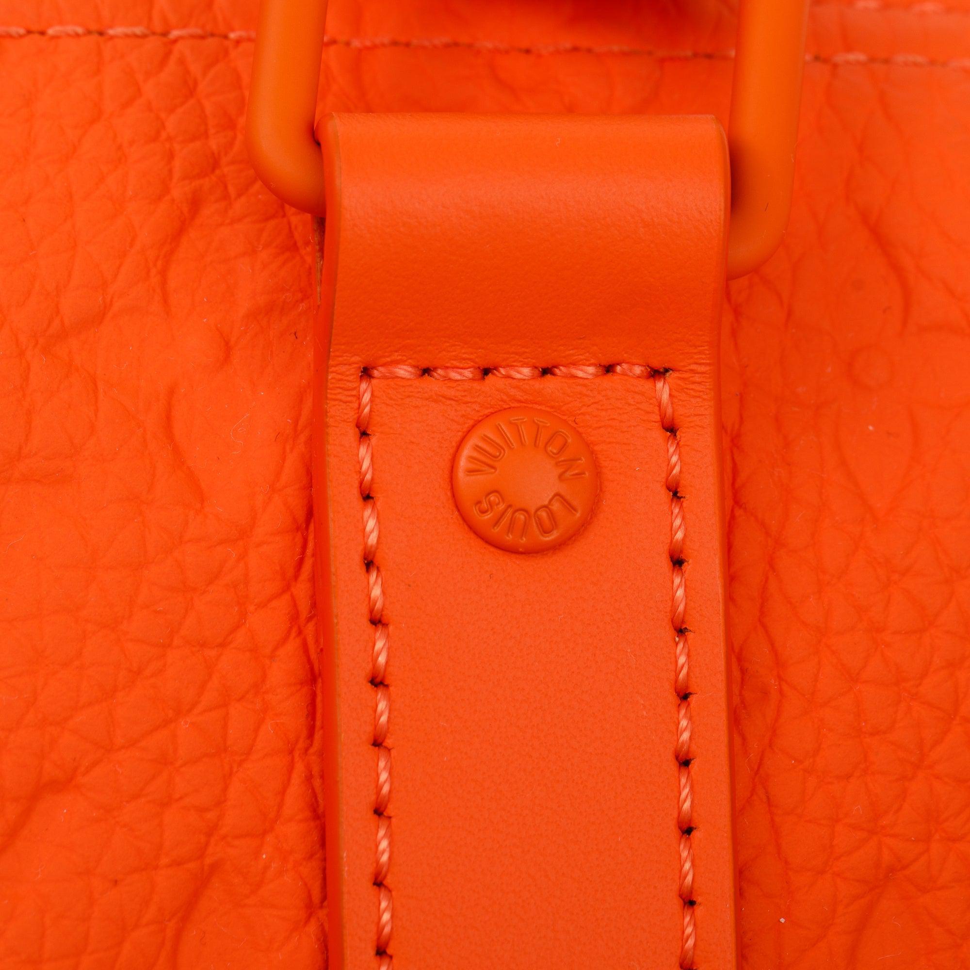 Louis Vuitton 2022 Orange Monogram Taurillion Leather Keepall Bandouliere 25 w/ Strap