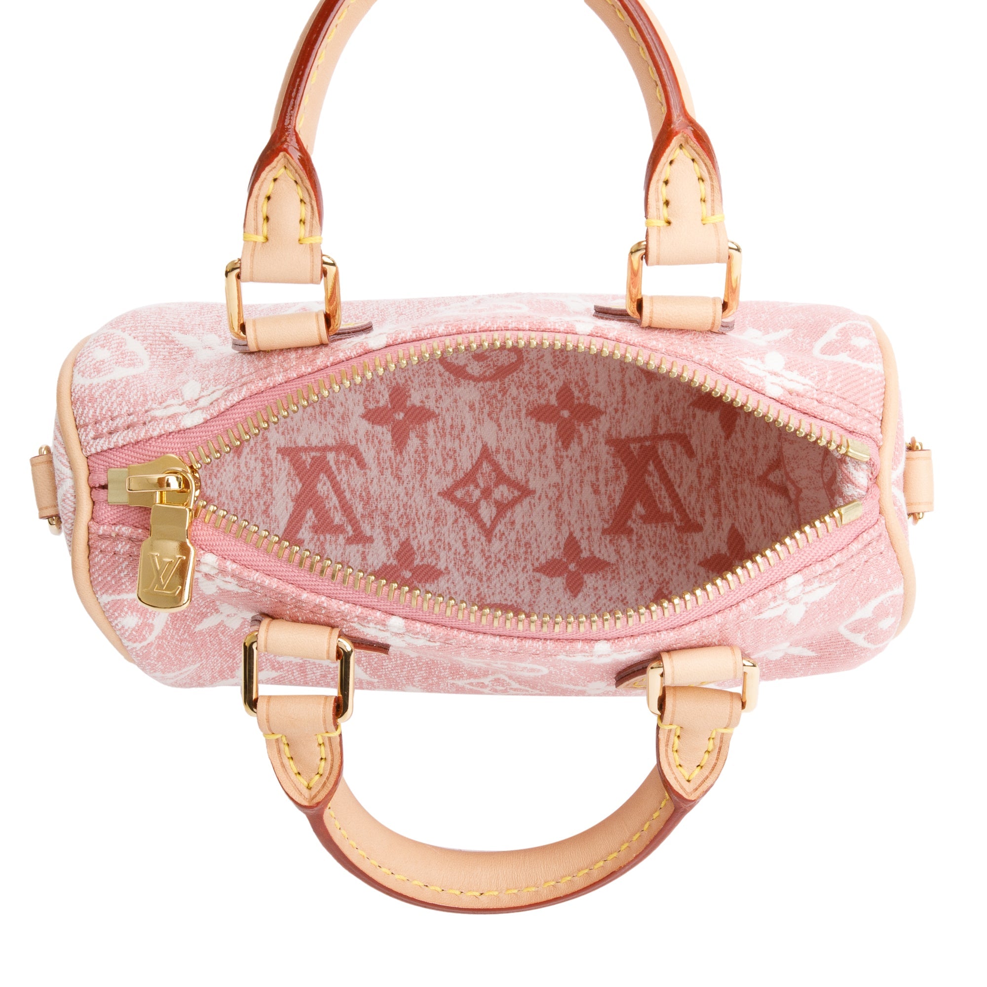 Louis Vuitton 2022 Pink Monogram Denim Nano Speedy w/ Strap
