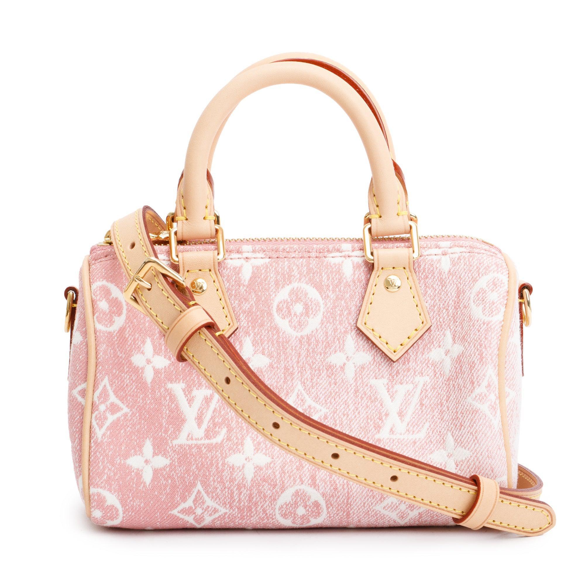 Louis Vuitton 2022 Pink Monogram Denim Nano Speedy w/ Strap