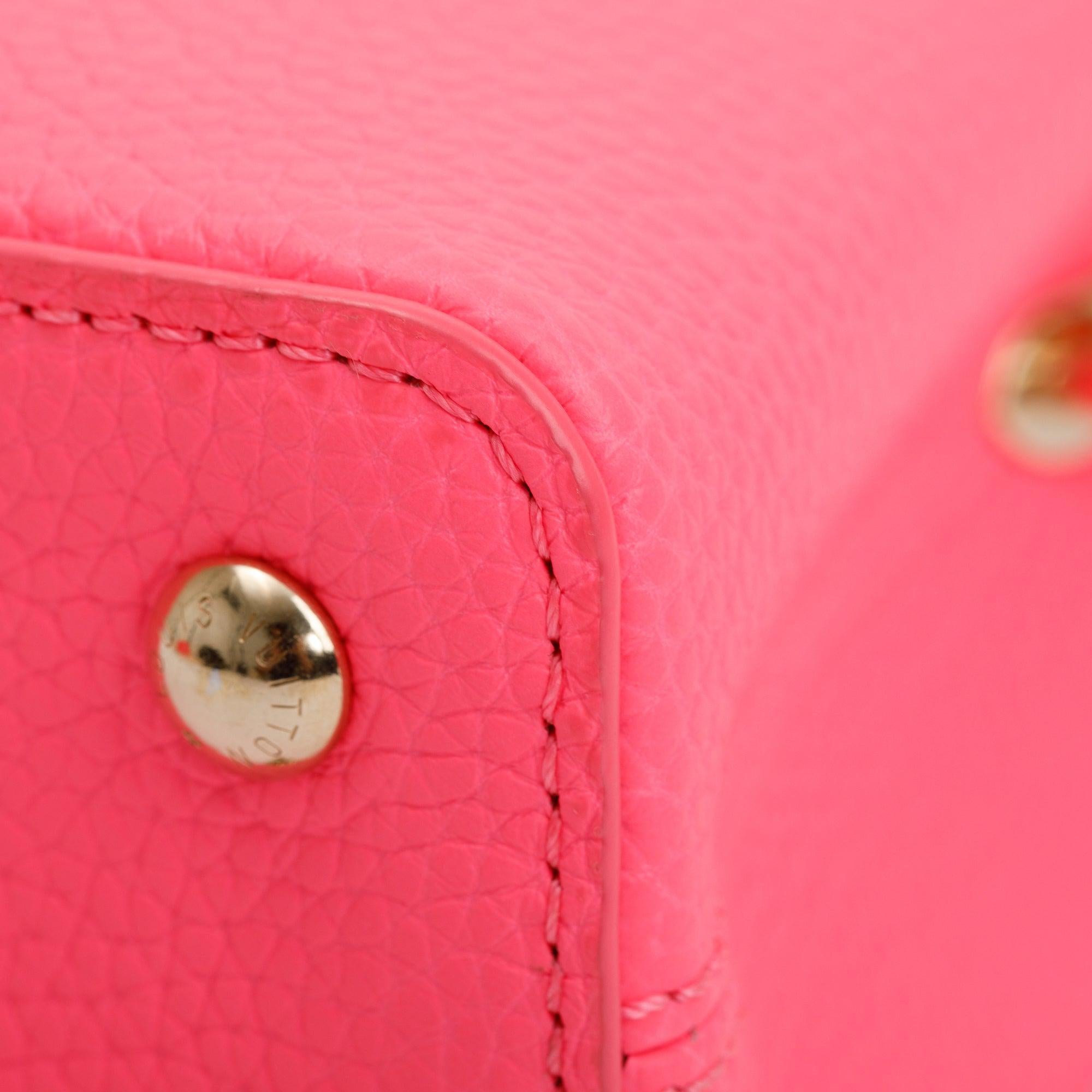 Louis Vuitton 2022 Pink Taurillon Leather Capucines Mini w/ Strap