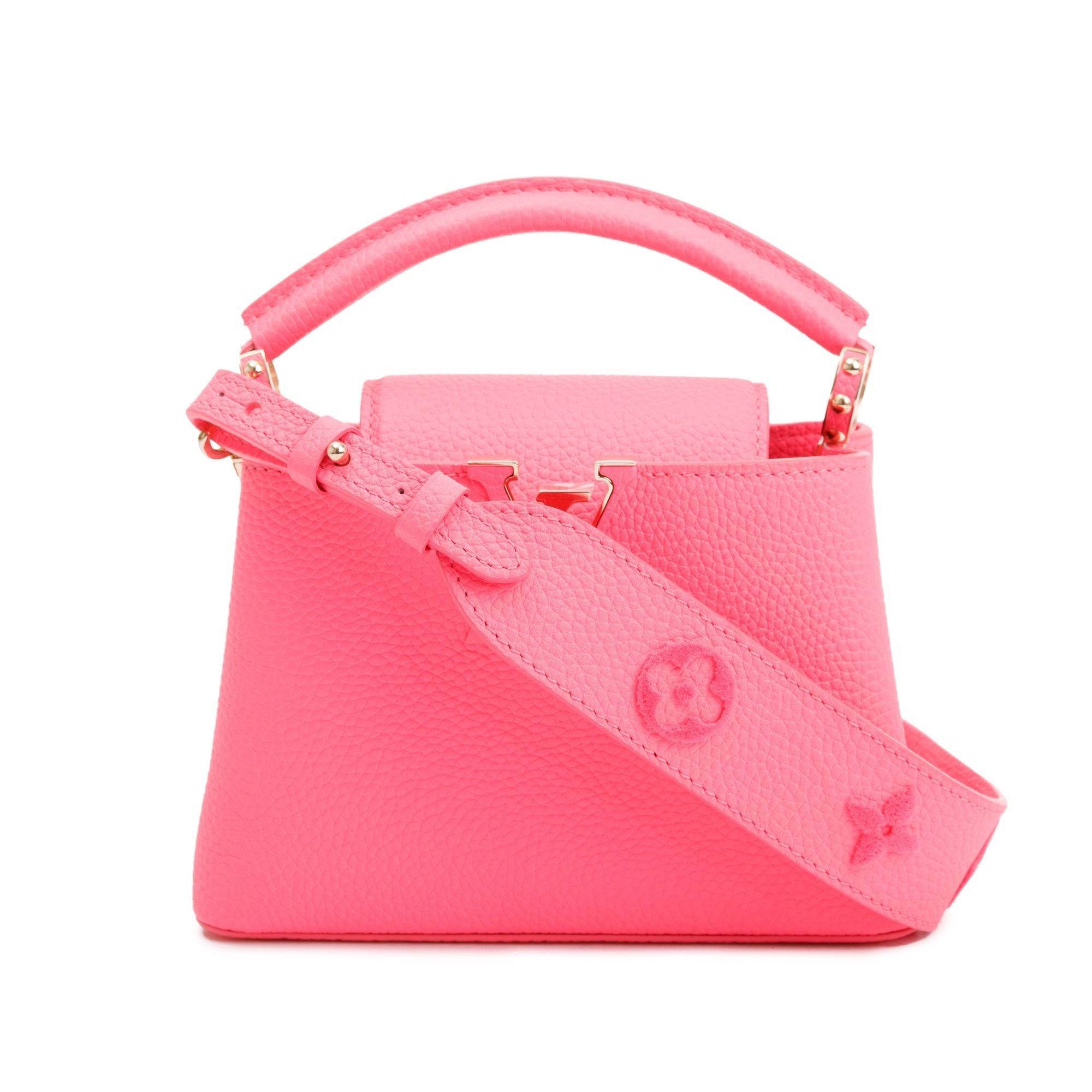 Louis Vuitton 2022 Pink Taurillon Leather Capucines Mini w/ Strap