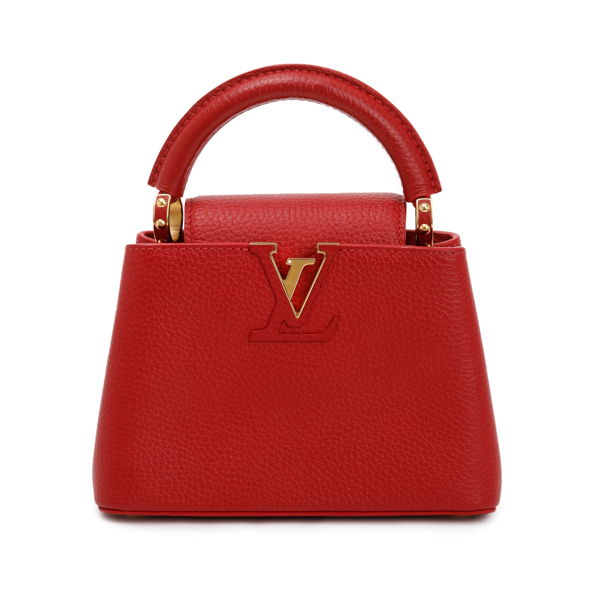 Louis Vuitton 2022 Red Taurillon Leather Capucines Mini w/ Strap