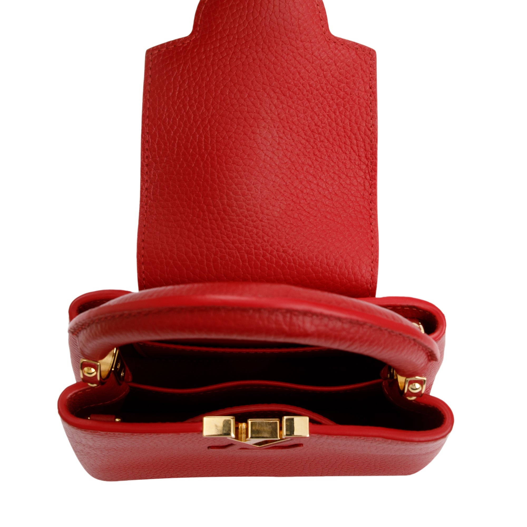 Louis Vuitton 2022 Red Taurillon Leather Capucines Mini w/ Strap