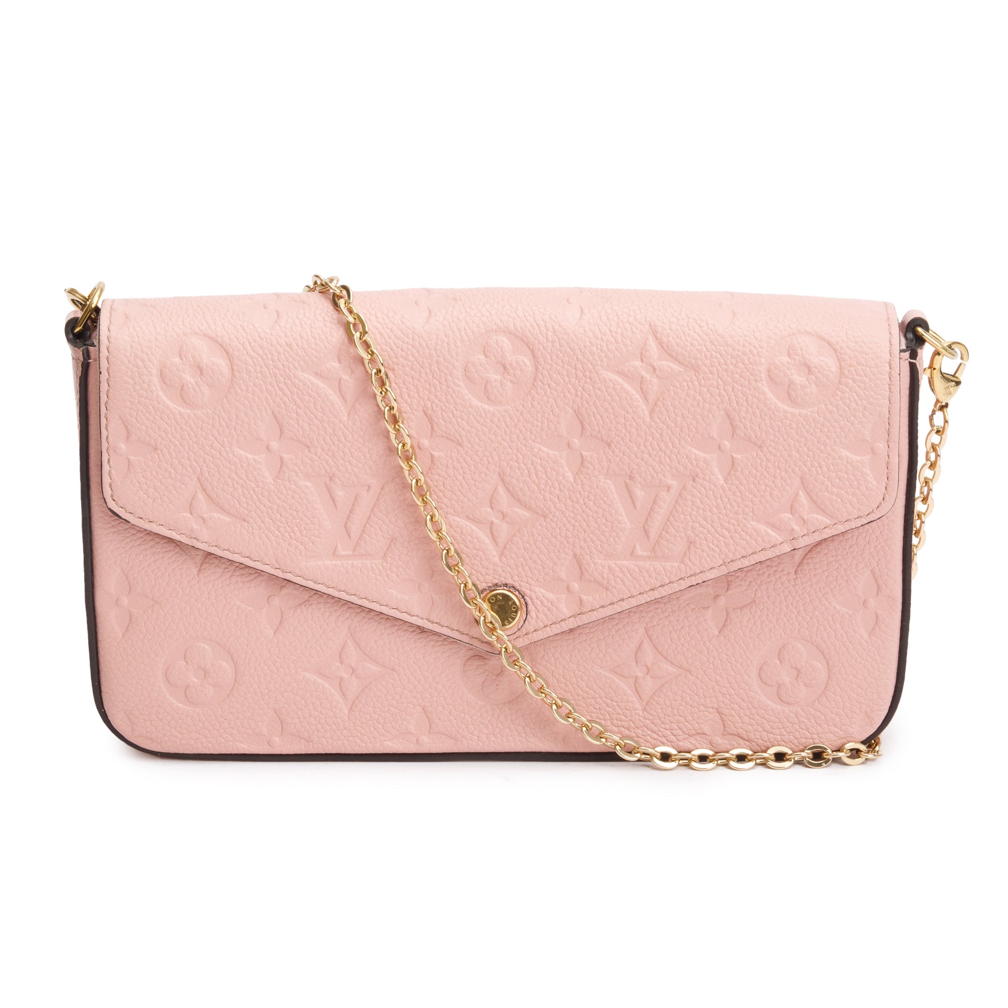 Louis Vuitton 2022 Rose Poudre Monogram Empreinte Leather Felicie Pochette w/ Insert & Box