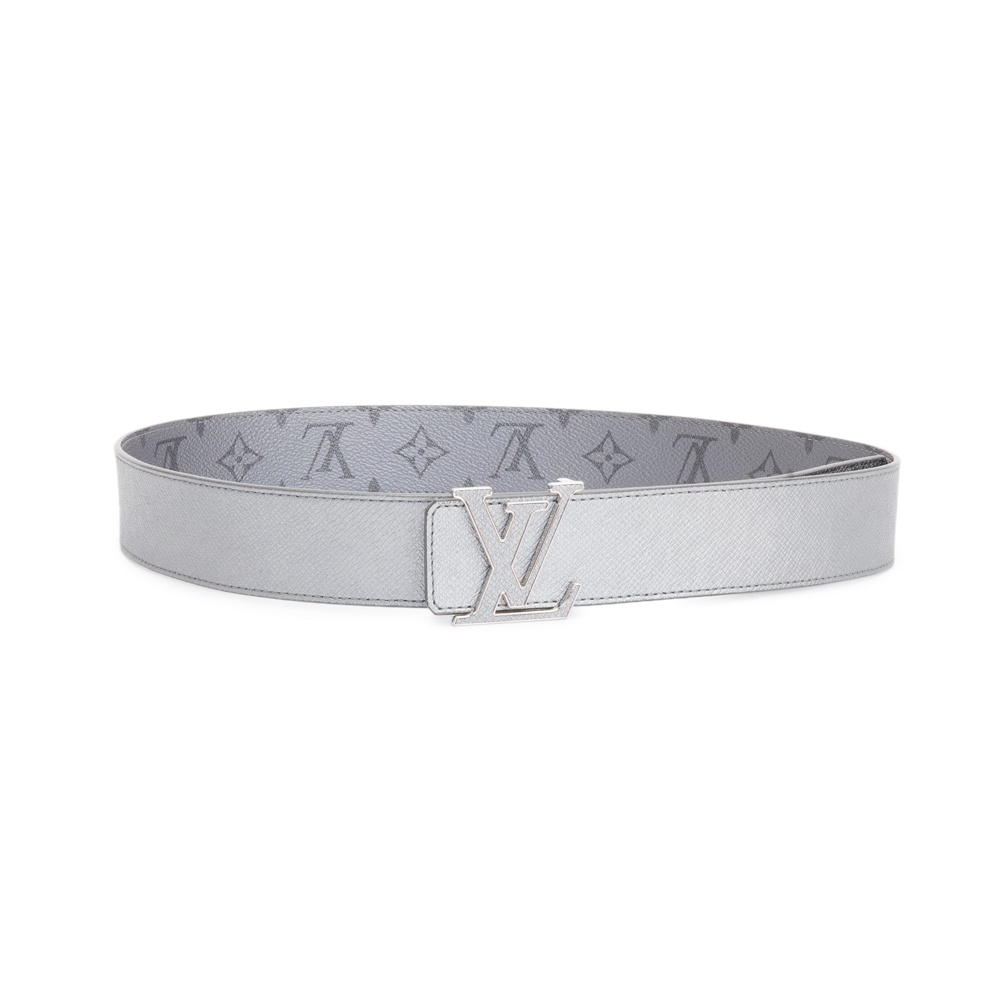 Louis Vuitton 2022 Silver Monogram Reversible LV Initiales 40MM Belt, Size 90 36 w/ Box