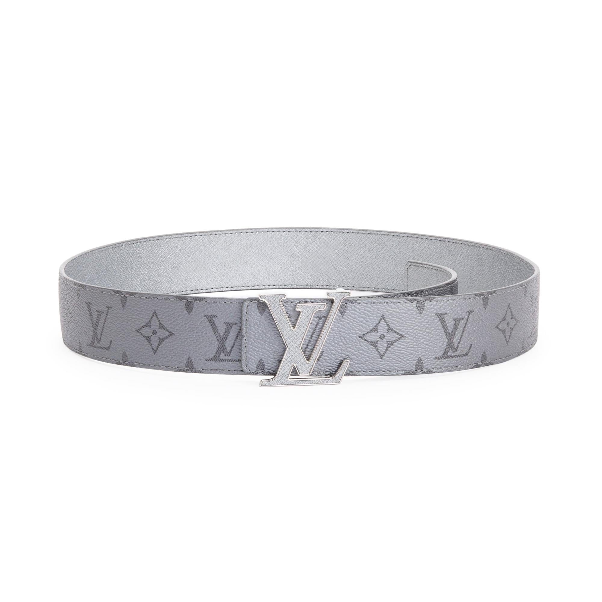 Louis Vuitton 2022 Silver Monogram Reversible LV Initiales 40MM Belt, Size 90 36 w/ Box
