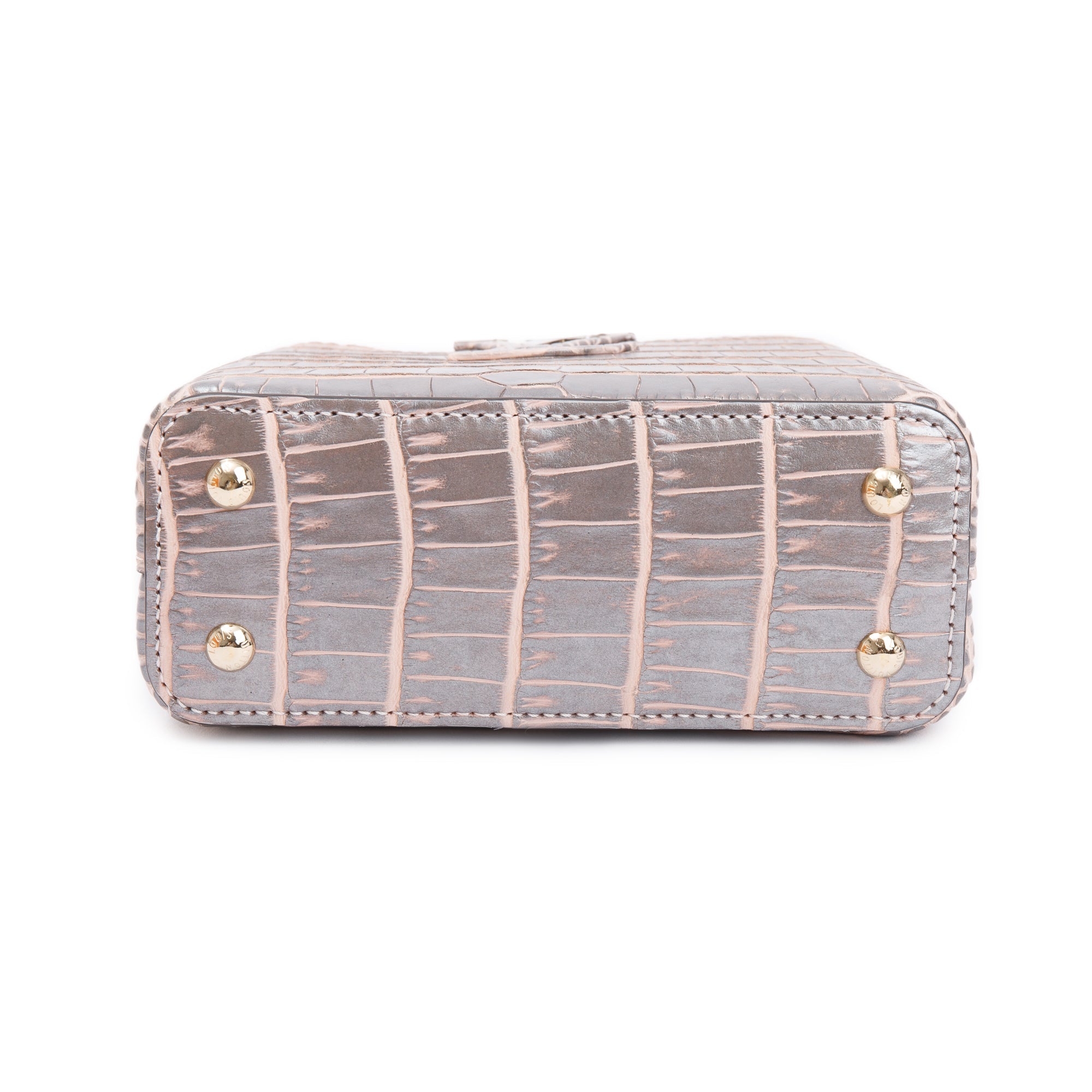Louis Vuitton 2022 Silver/Pink Crocodilien Brillant Capucines Nano w/ Strap & Box