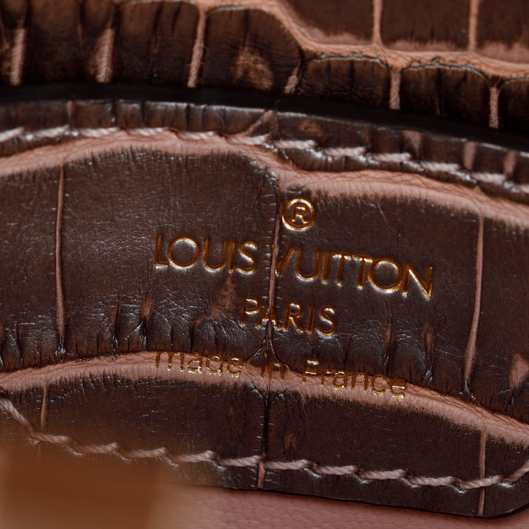 Louis Vuitton 2022 Silver/Pink Crocodilien Brillant Capucines Nano w/ Strap & Box