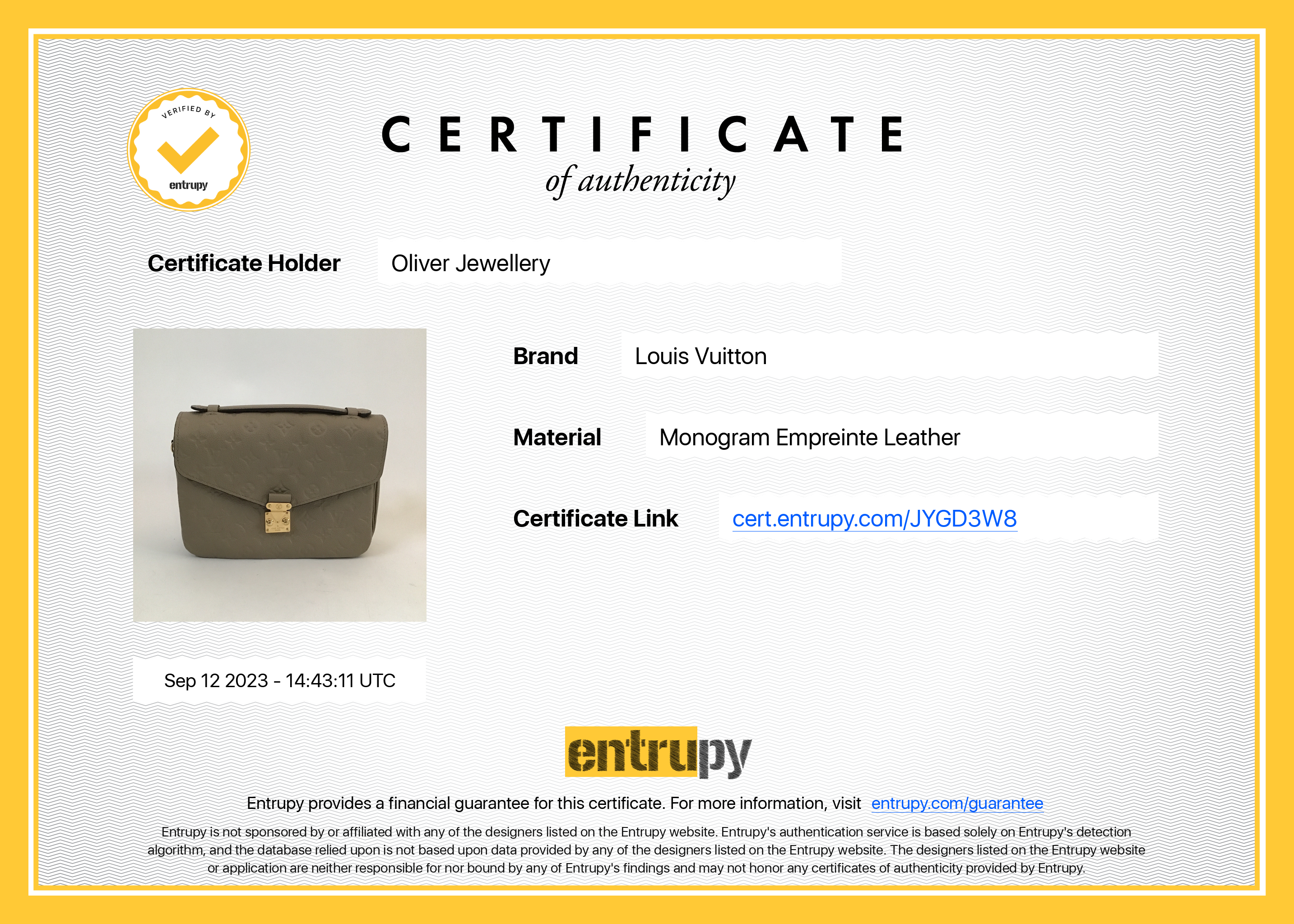 Louis Vuitton 2022 Turtledove Monogram Empreinte Pochette Metis w/ Box