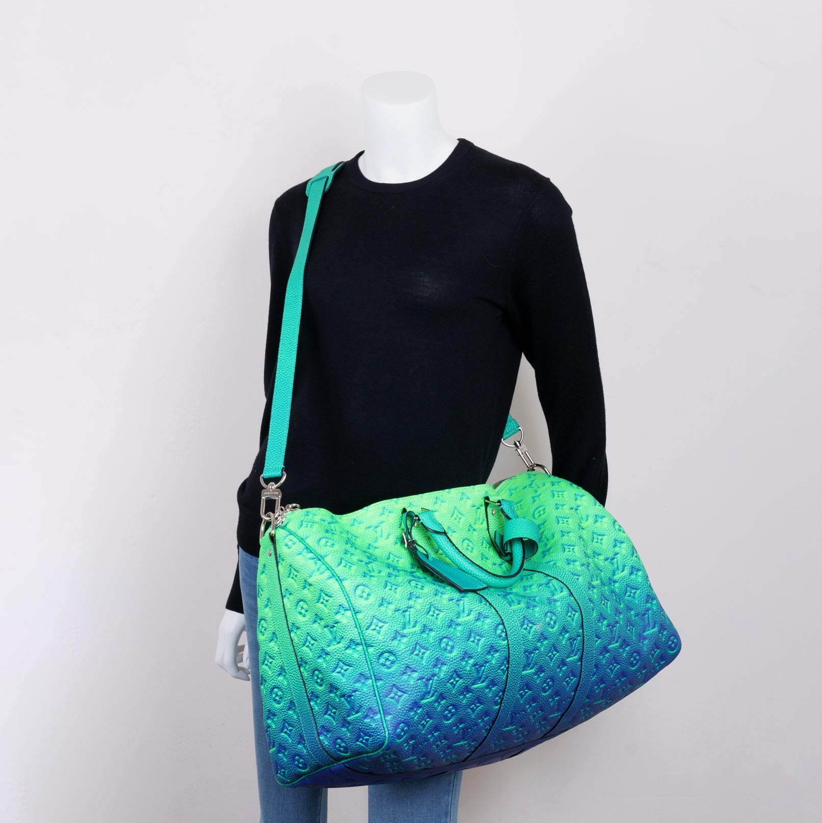 Louis Vuitton 2022 Virgil Abloh Monogram Taurillon Illusion Keepall Bandouliere 50 w/ Strap