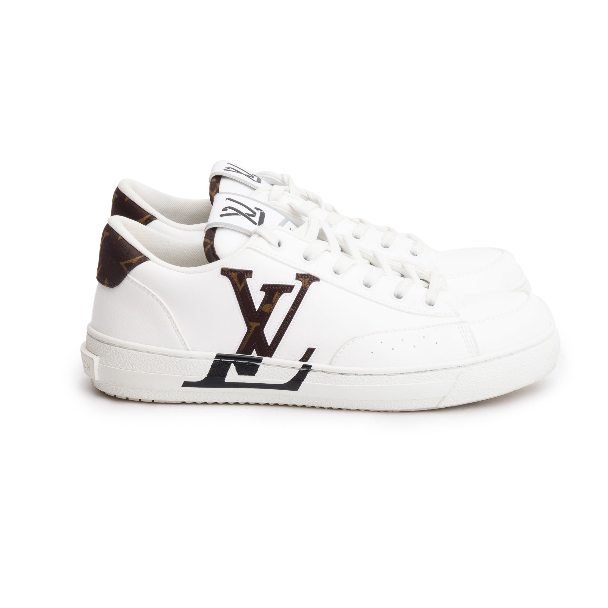 Louis Vuitton 2022 White Calfskin Leather Charlie Trainer Sneakers, Size 38 w/ Box