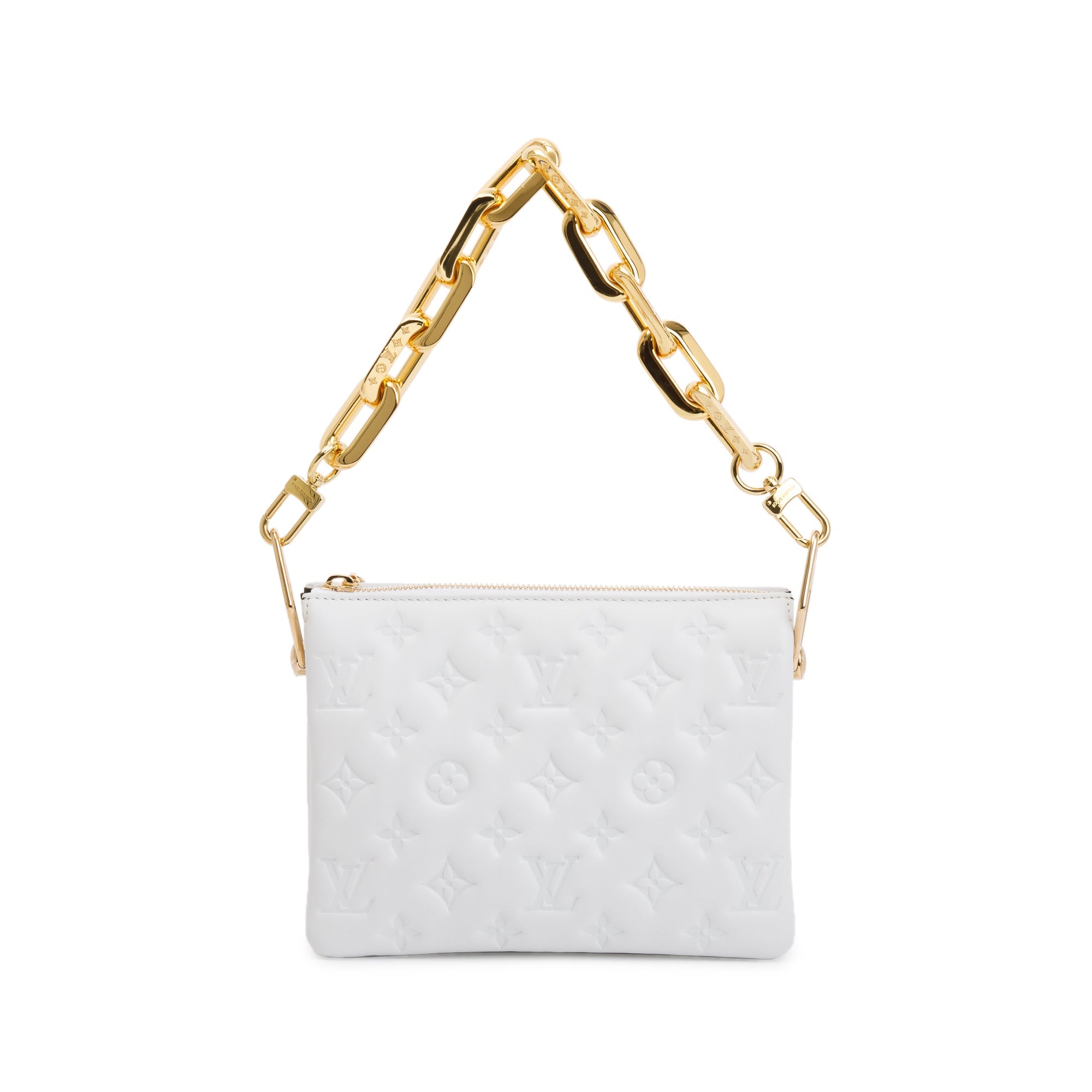 Louis Vuitton 2022 White Monogram Embossed Lambskin Leather Coussin BB