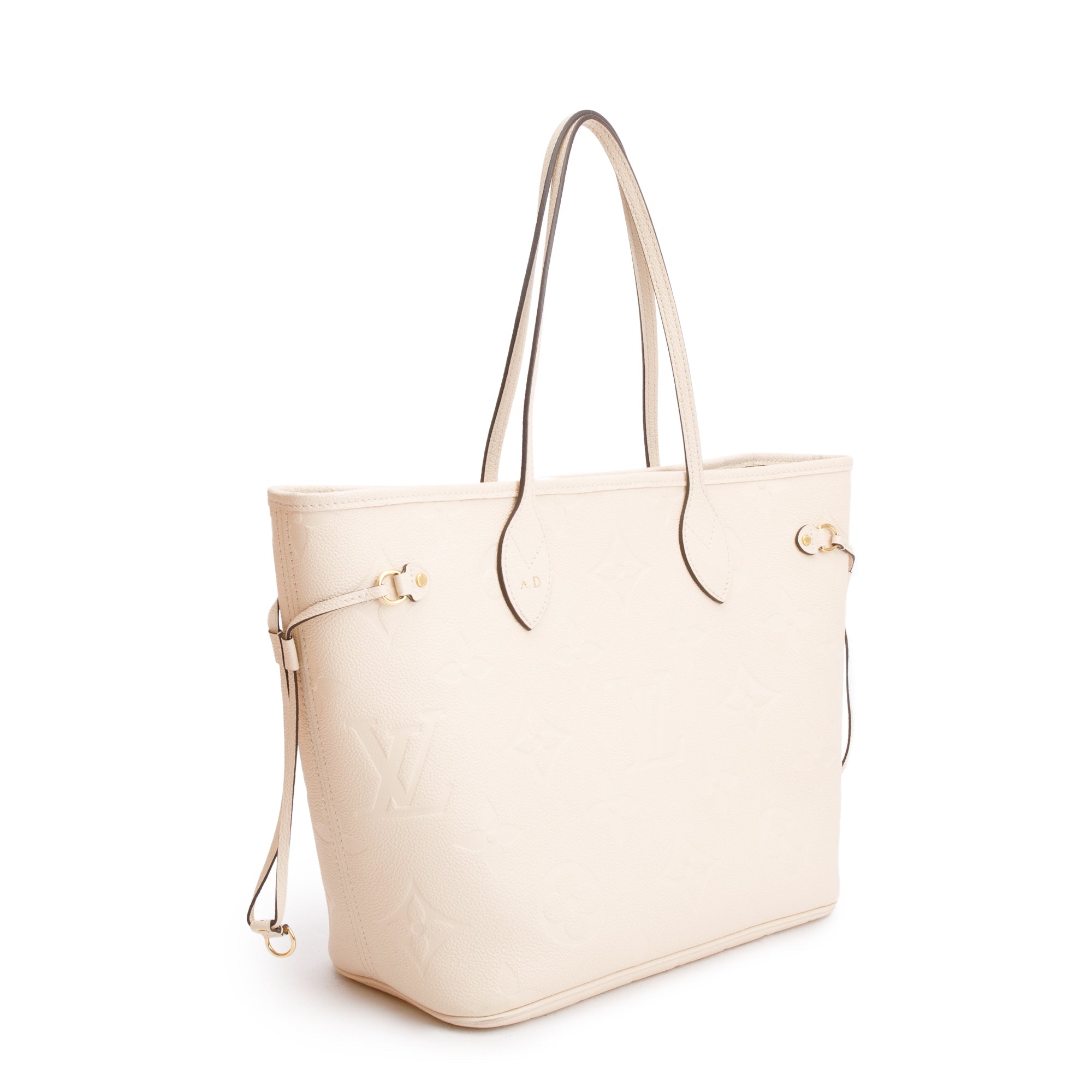 Louis Vuitton 2022 White Monogram Empreinte Leather Neverfull MM w/ Pouch & Box