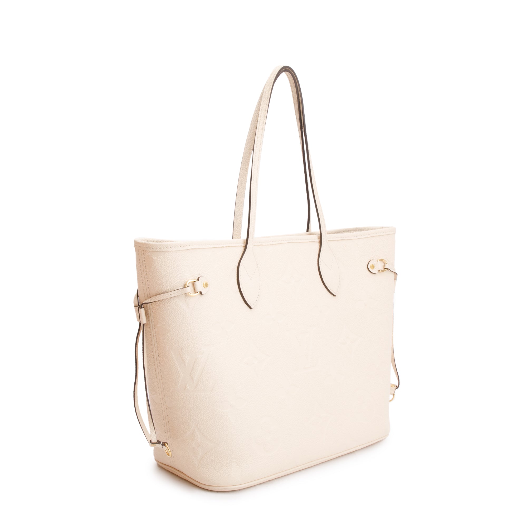 Louis Vuitton 2022 White Monogram Empreinte Leather Neverfull MM w/ Pouch & Box