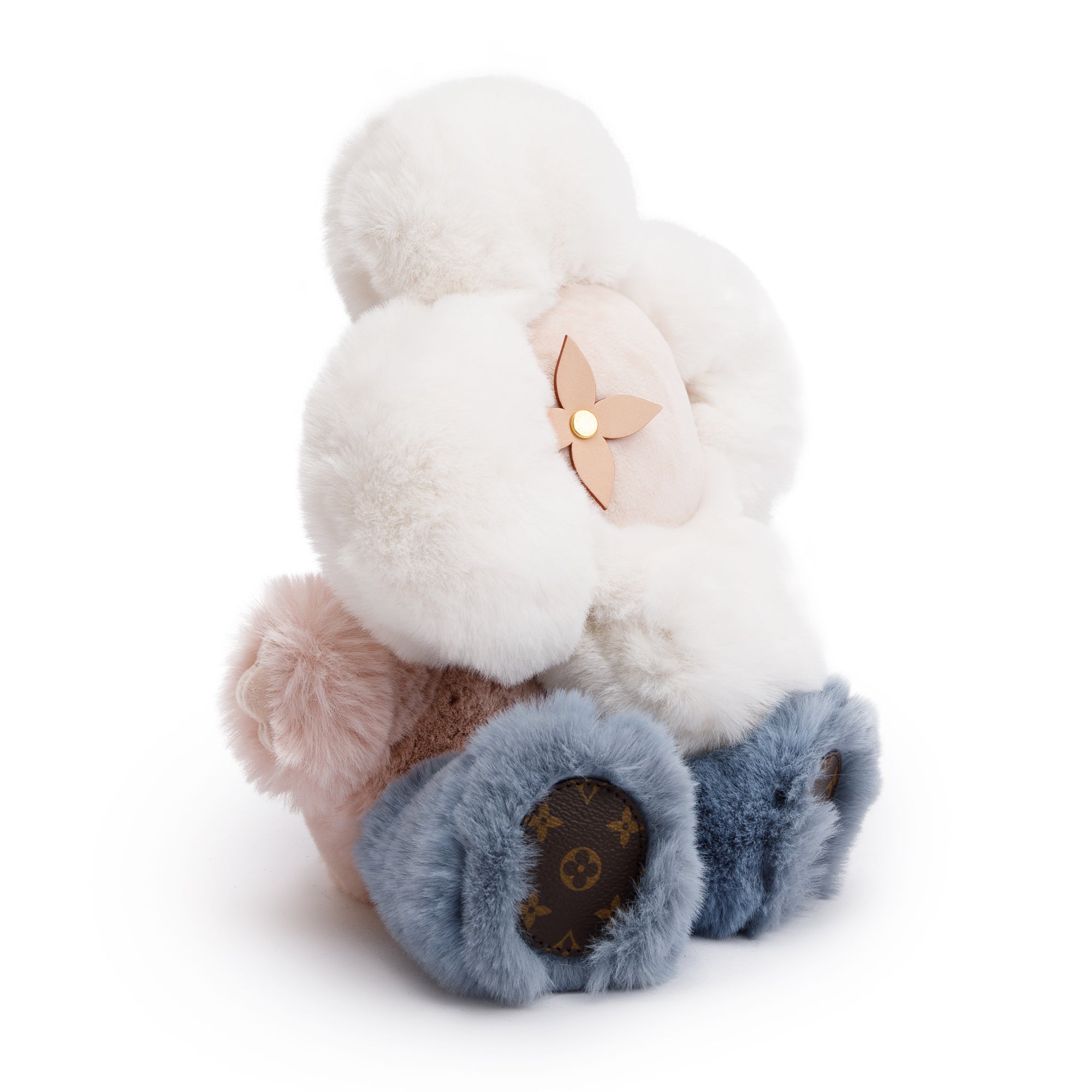 Louis Vuitton 2022 White, Pink & Blue Faux Fur Monogram Trim Doudou Vivienne Plush Toy w/ Box