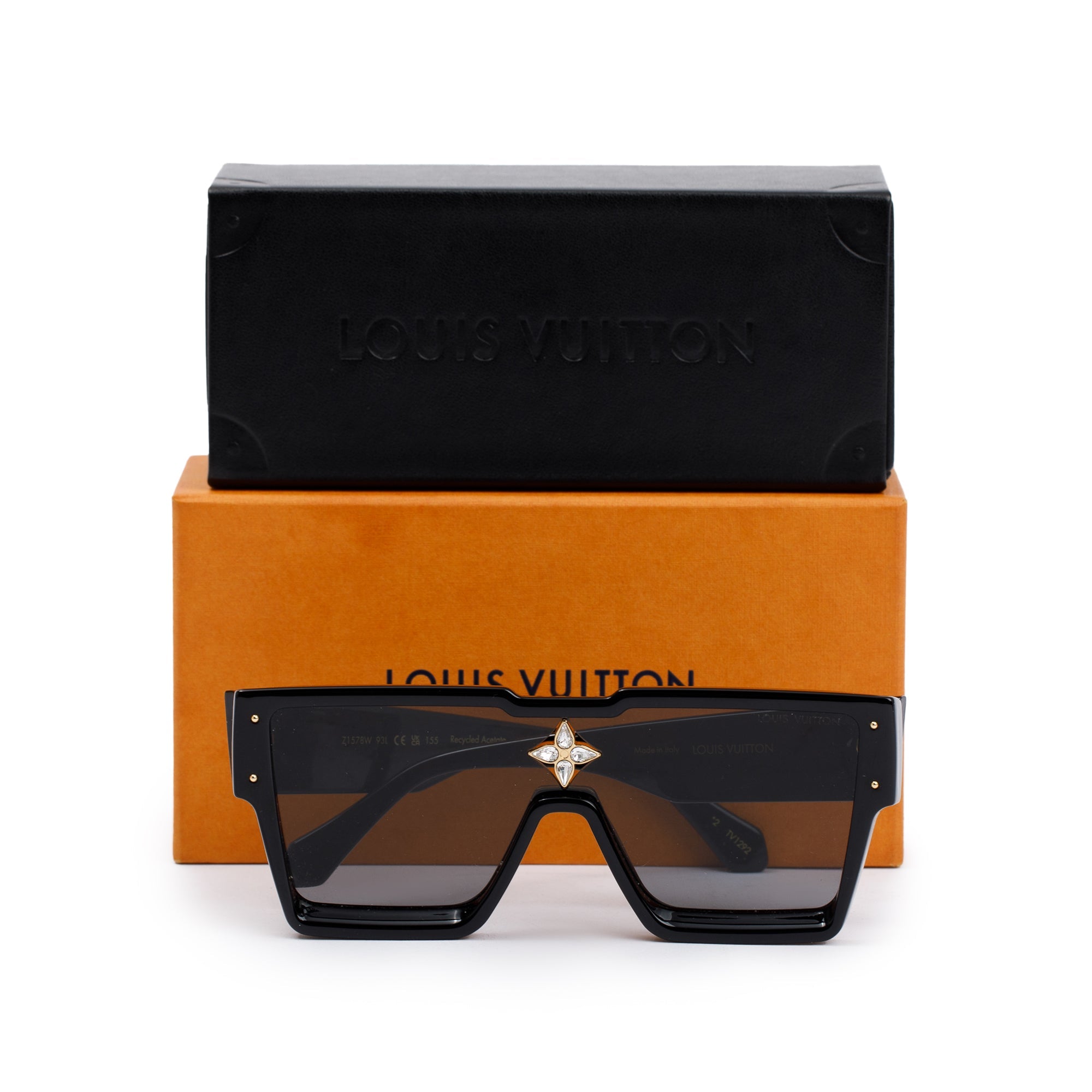 Louis Vuitton 2022 Z1578W Black Acetate Cyclone Sunglasses w/ Box & Case