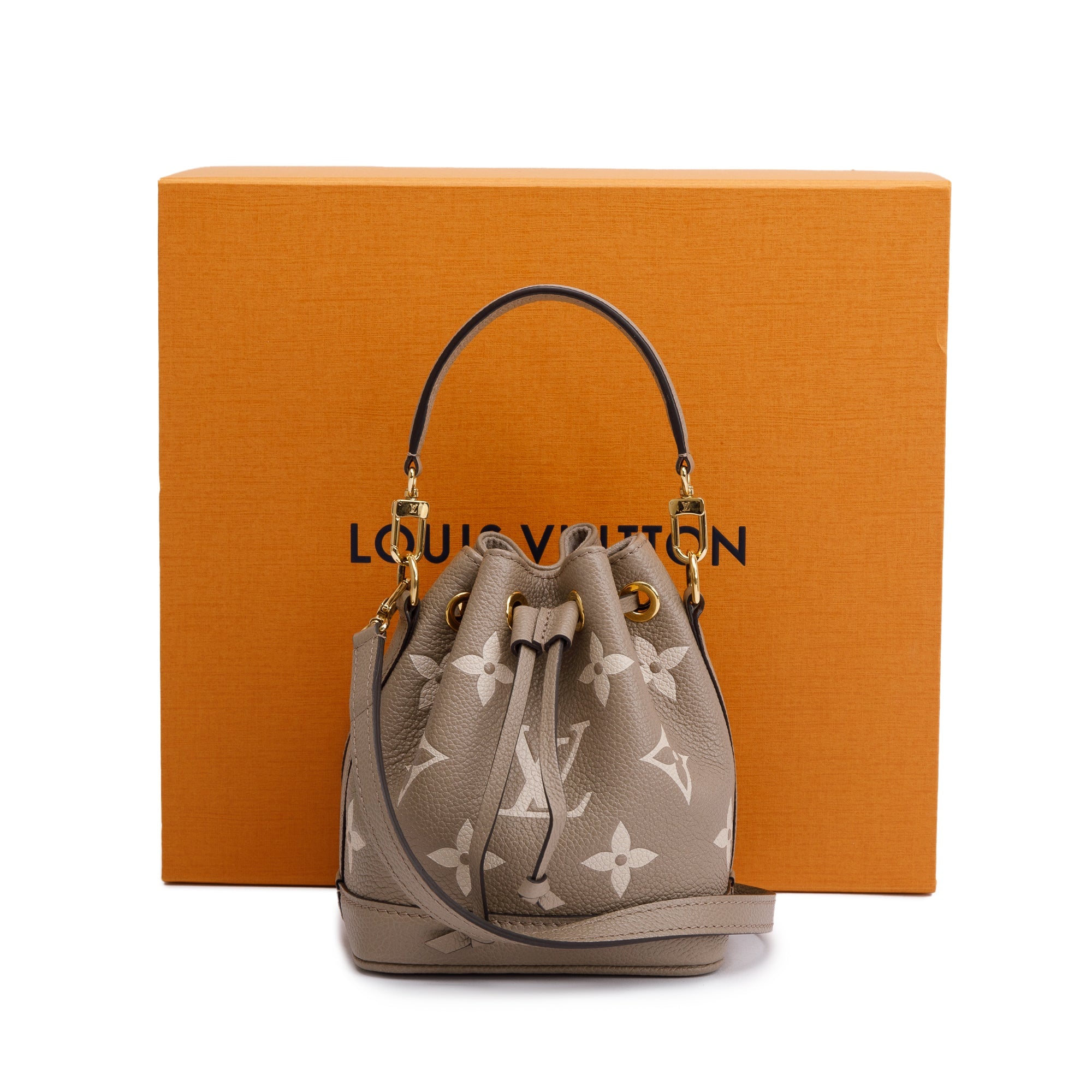 Louis Vuitton 2023 Bicolor Monogram Empreinte Nano Noe w/ Strap, Box & Receipt