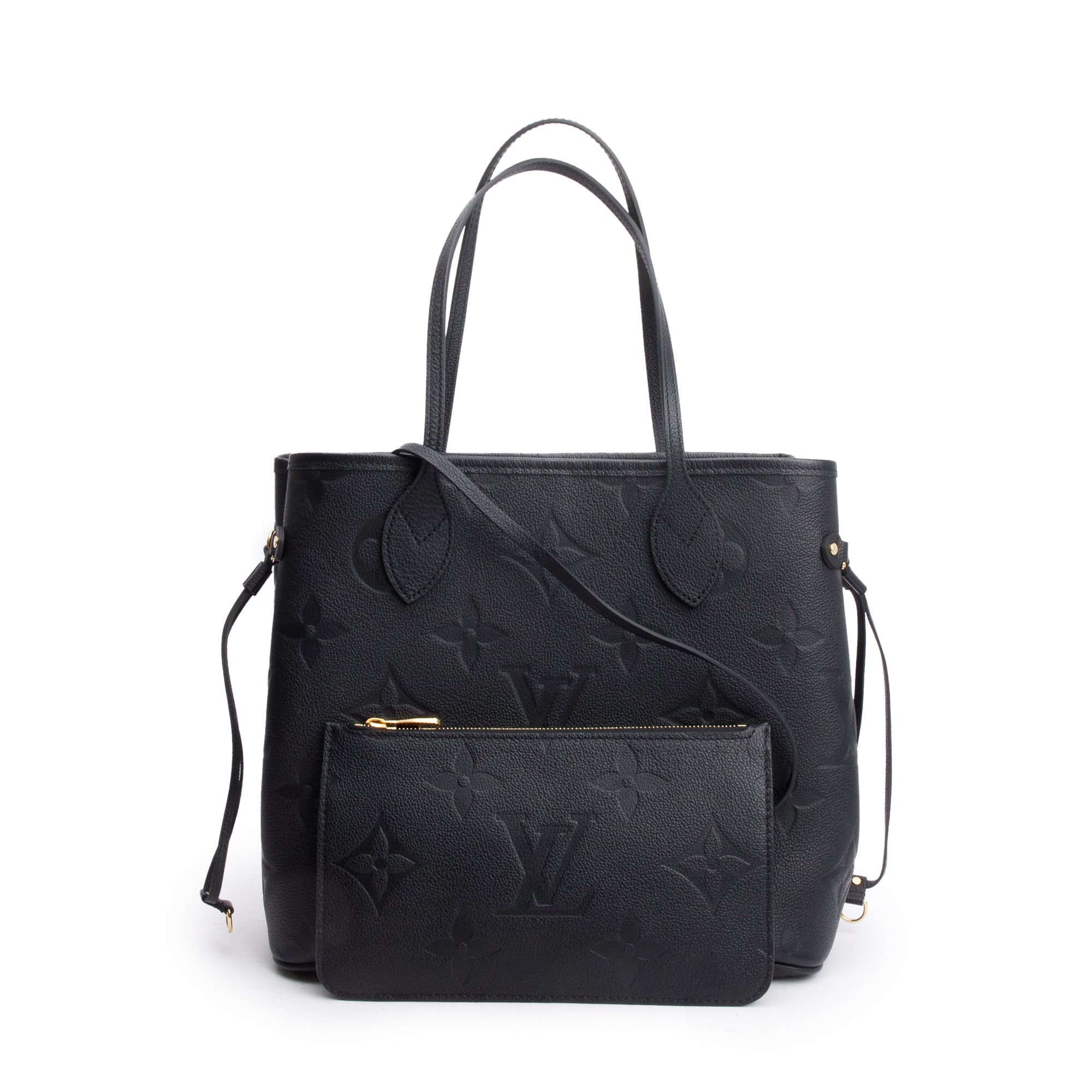 Louis Vuitton 2023 Black Monogram Empreinte Leather Neverfull MM w/ Pouch