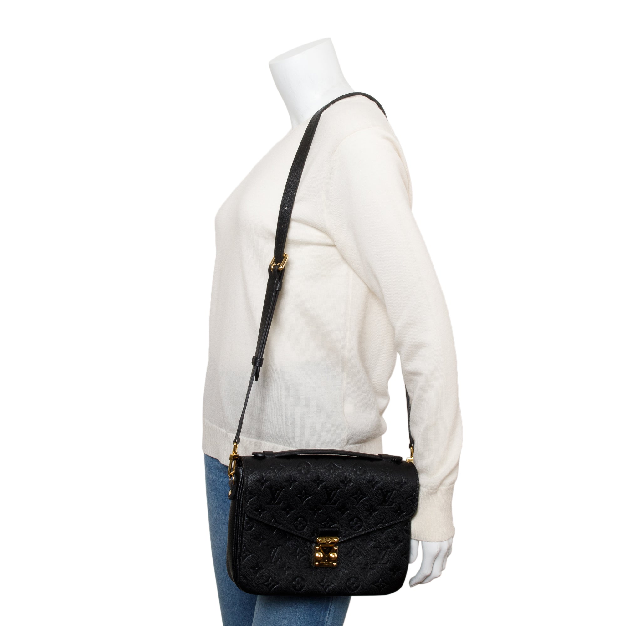 Louis Vuitton 2023 Black Monogram Empreinte Leather Pochette Metis w/ Box & Receipt